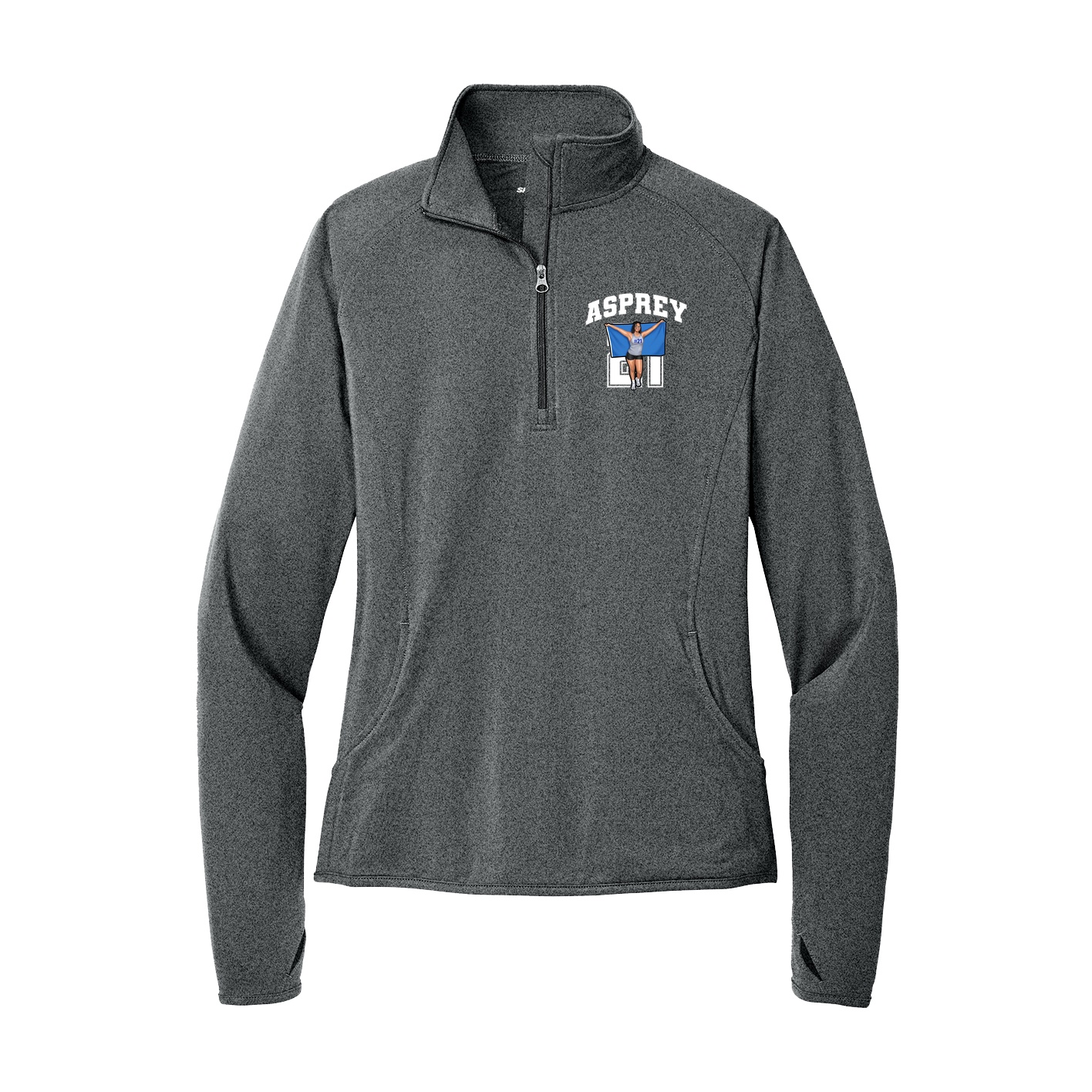 Women's Q-Zip Pullover — Number in Grey