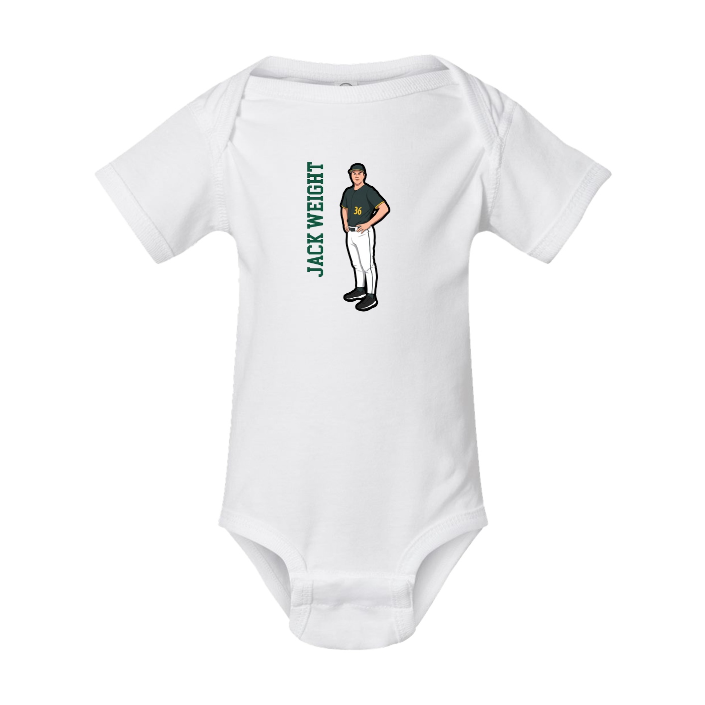 Baby Onesie — Name Vertical in White