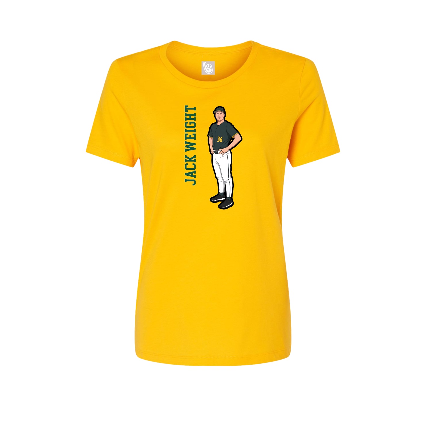 Fitted Women's Tee — Name Vertical in Gold