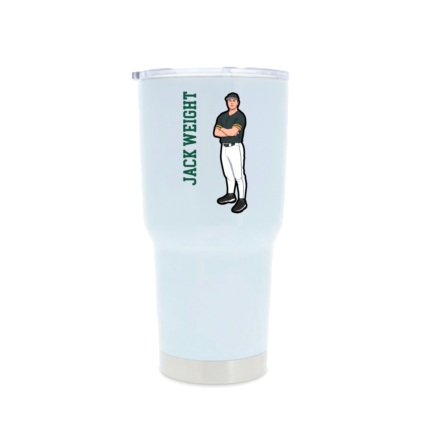 30oz Stainless Steel Tumbler — Name Vertical in White