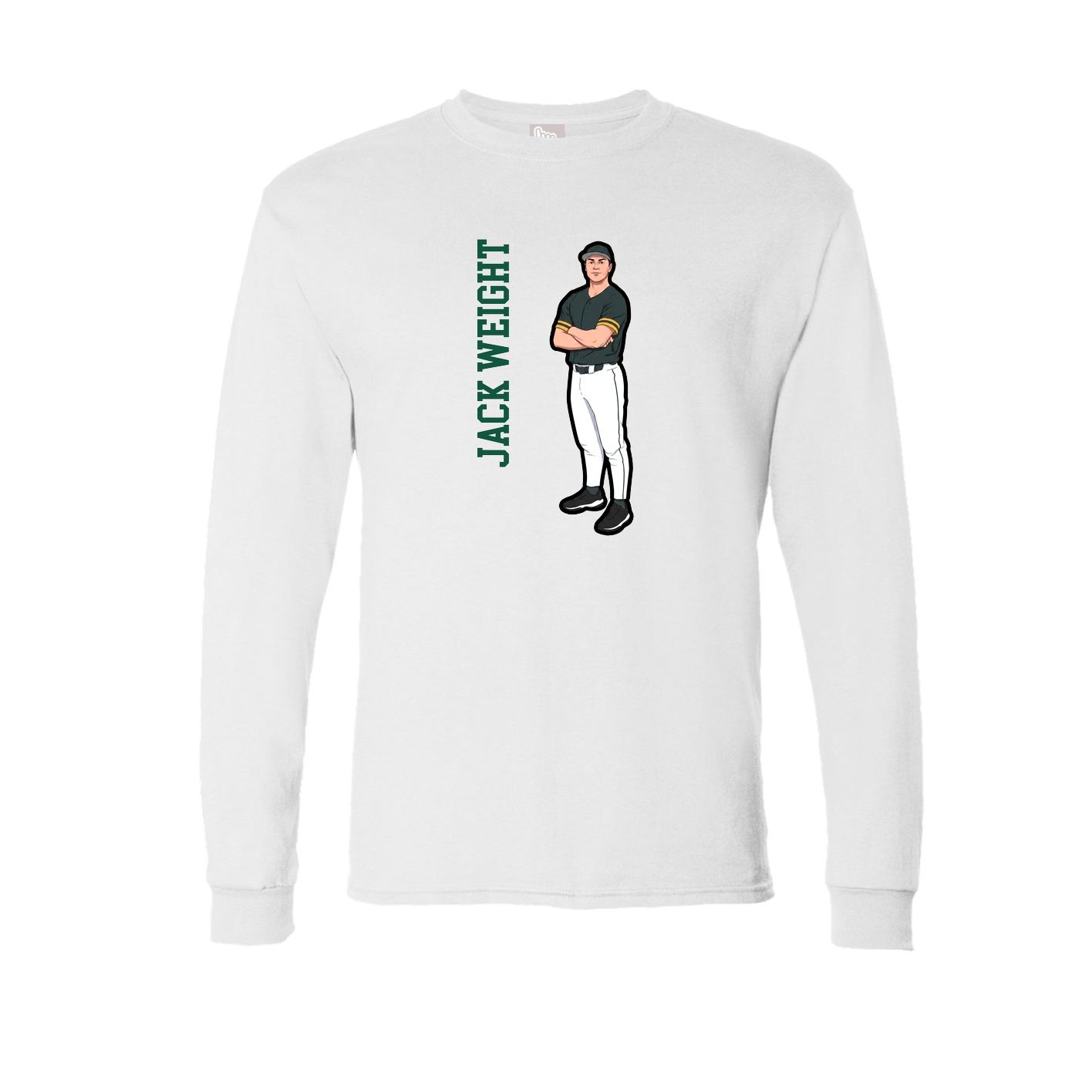 Long Sleeve Tee — Name Vertical in White