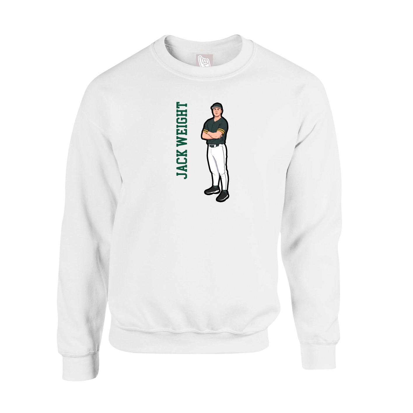 Fleece Crew — Name Vertical in White