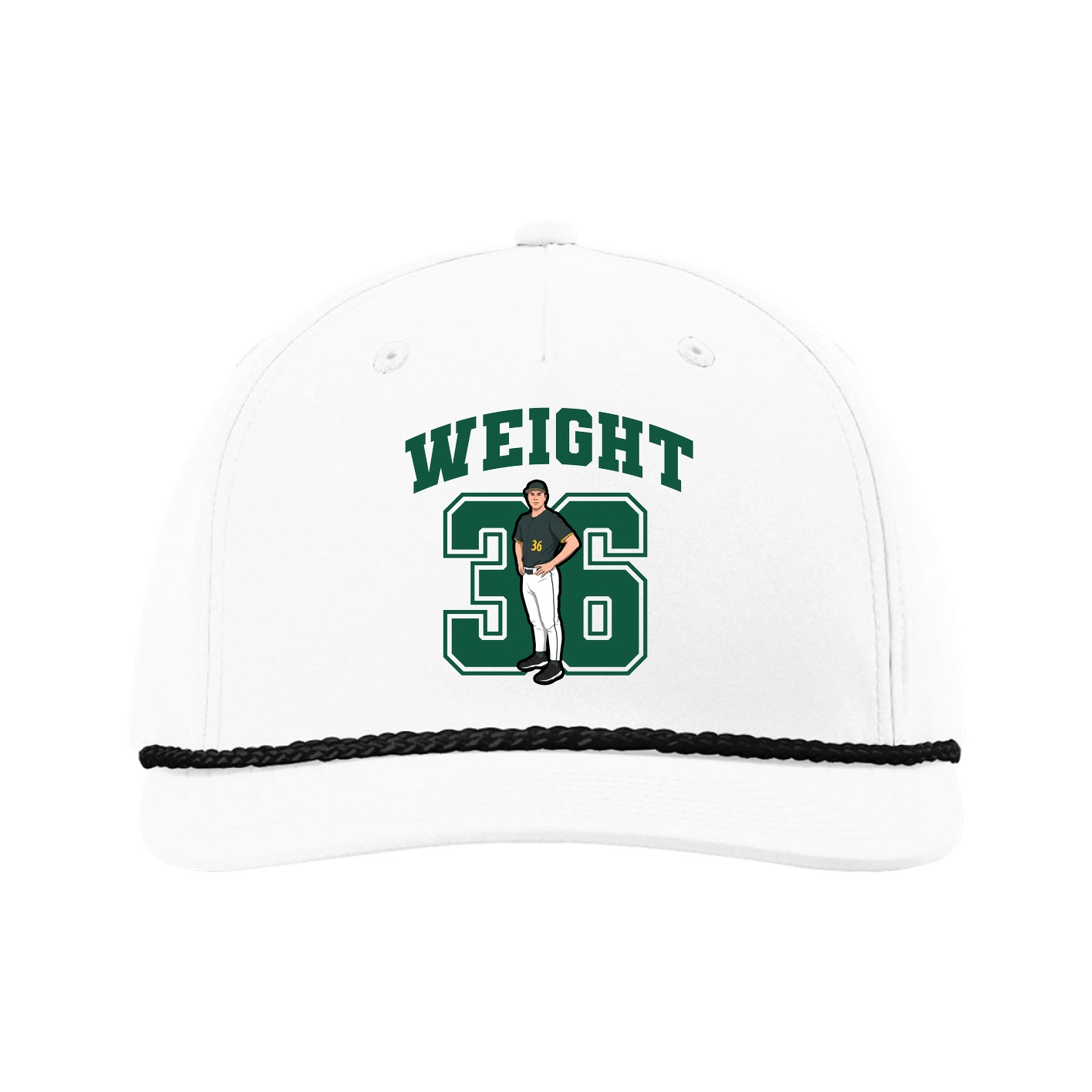 Five-Panel Classic Rope Cap — Number in White