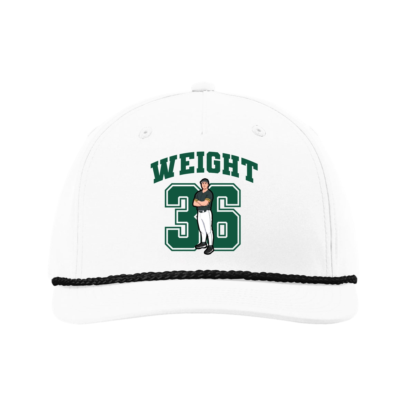 Five-Panel Classic Rope Cap — Number in White