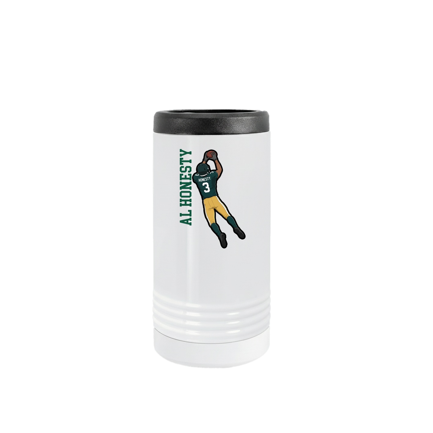 Slim Beverage Holder — Name Vertical in White