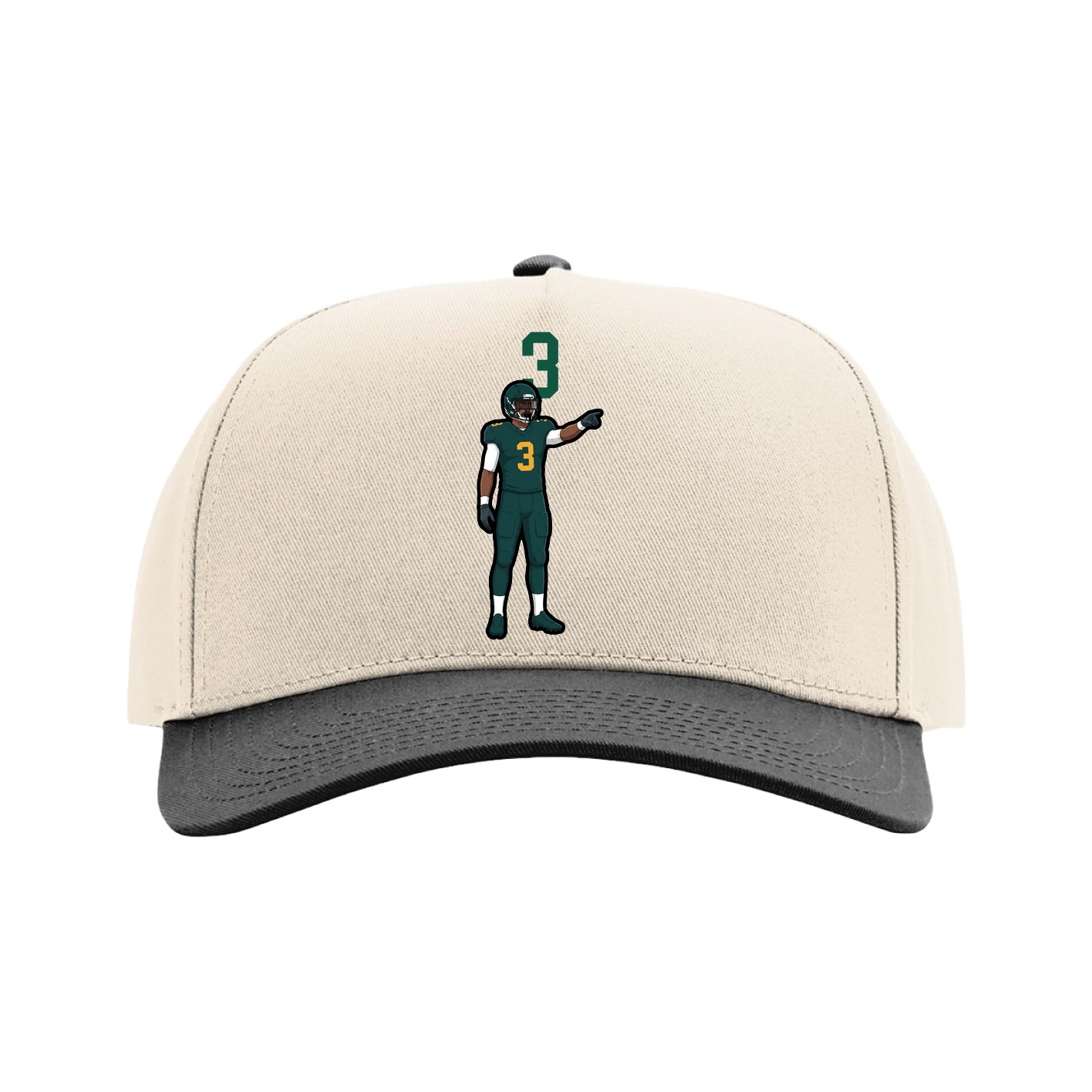 Full Fabric Five-Panel Champ Cap — Number Top in Cream/Black