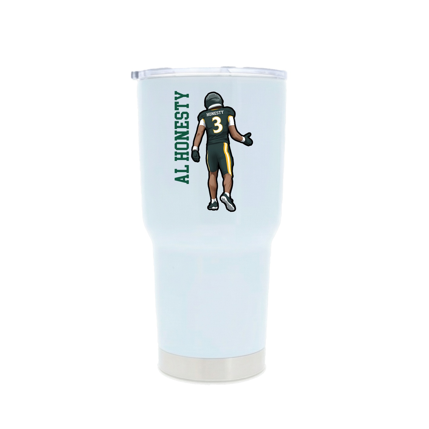 30oz Stainless Steel Tumbler — Name Vertical in White