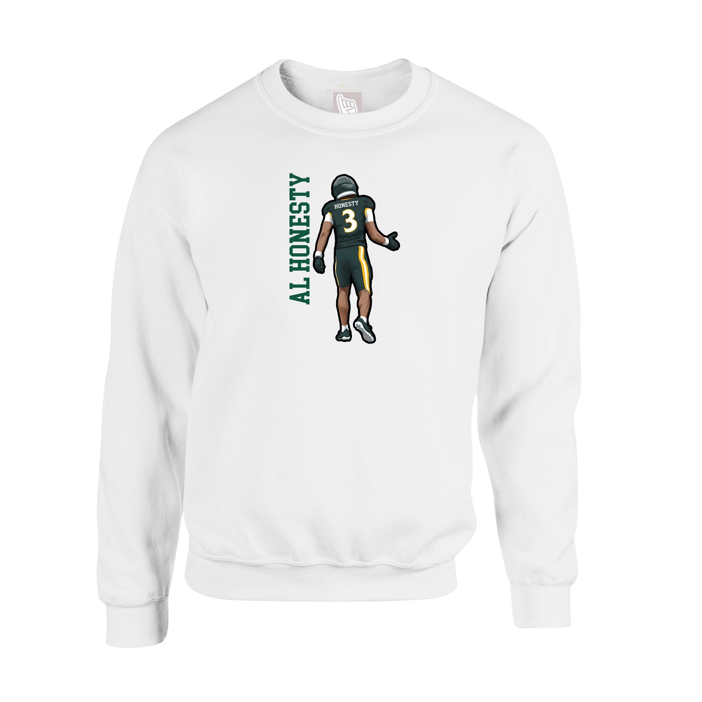 Fleece Crew — Name Vertical in White