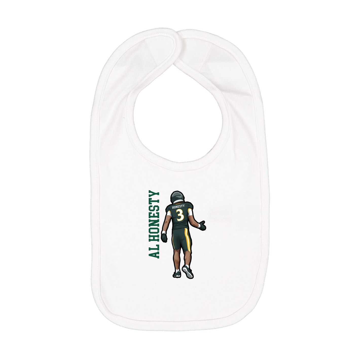 Infant Bib — Name Vertical in White