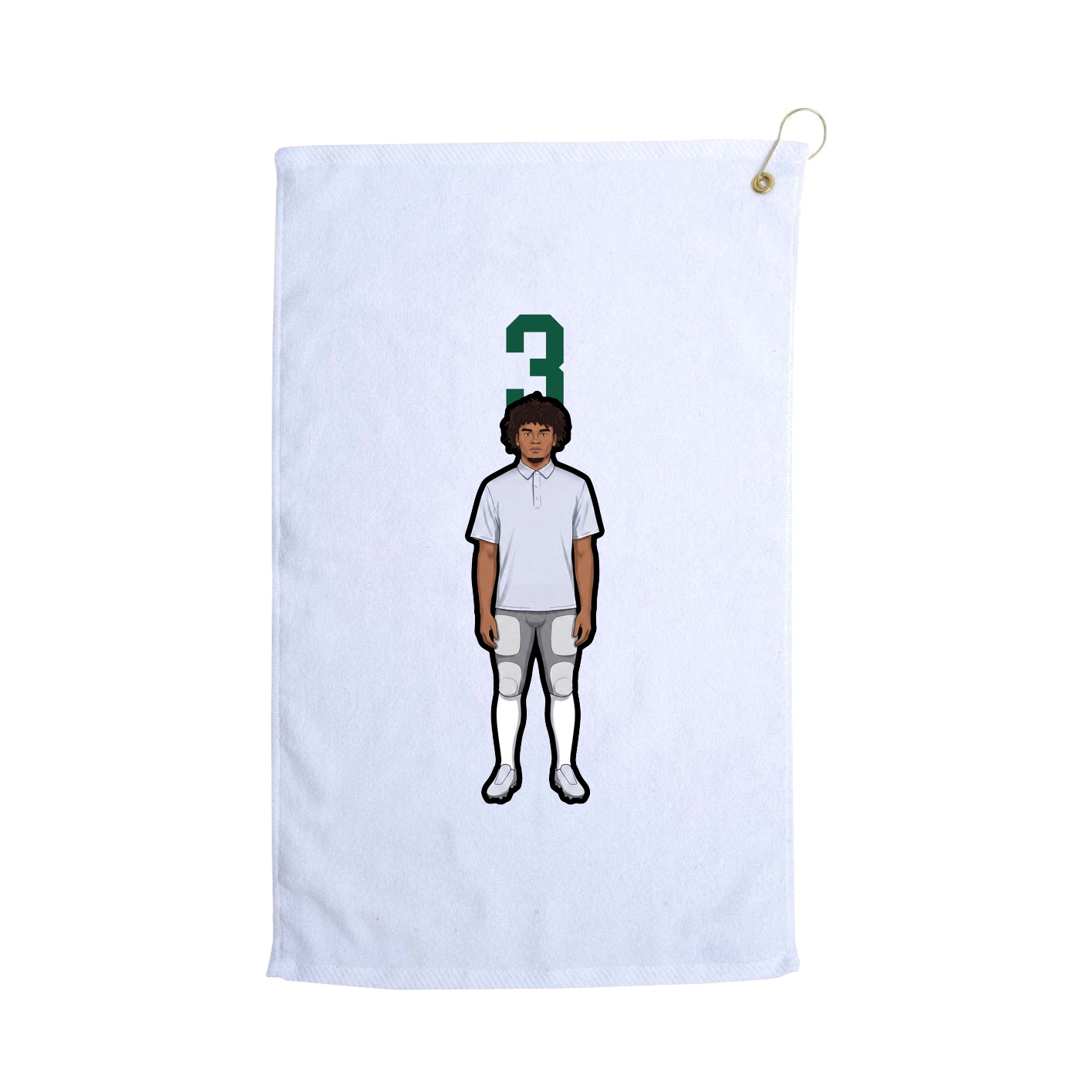 Golf Towel — Number Top in White