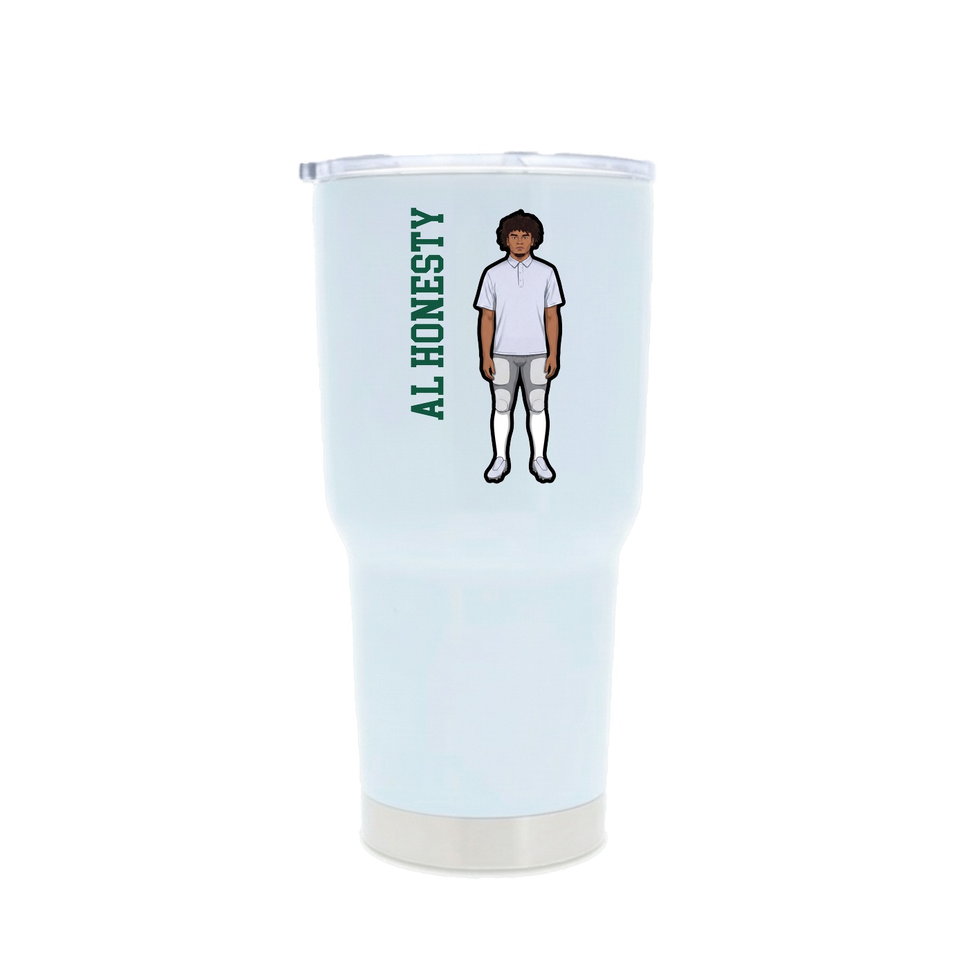 30oz Stainless Steel Tumbler — Name Vertical in White