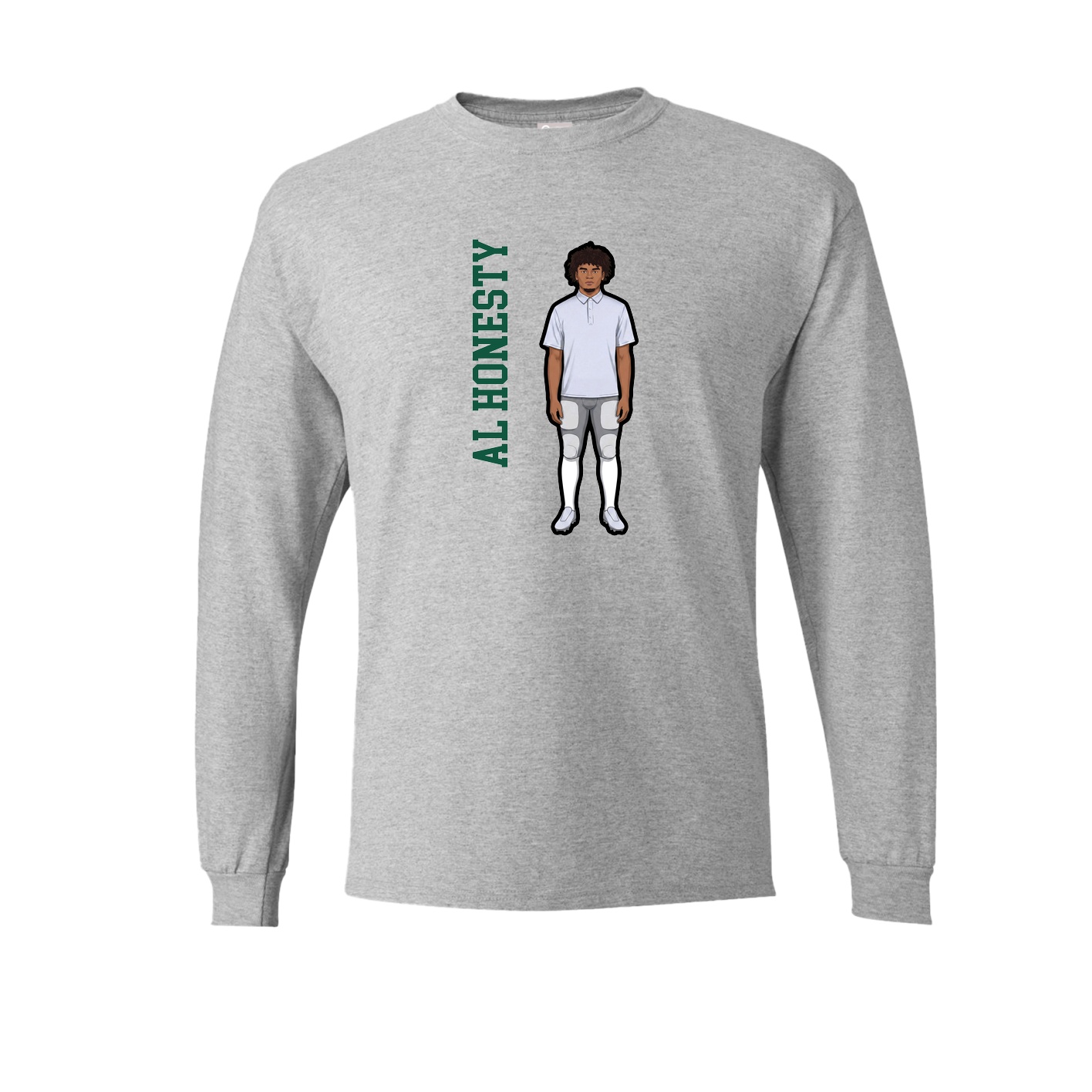 Long Sleeve Tee — Name Vertical in Grey