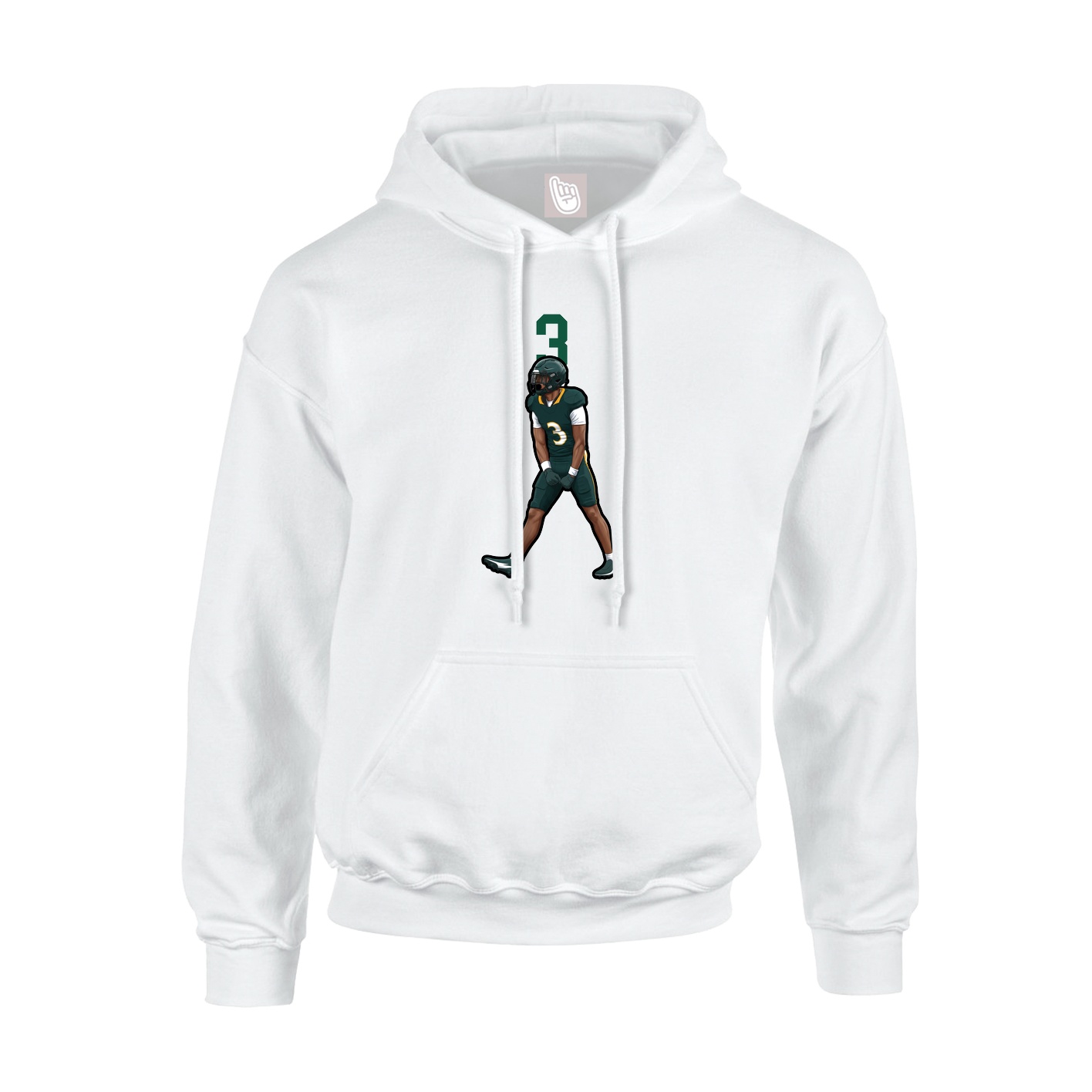 Youth Hoodie — Number Top in White