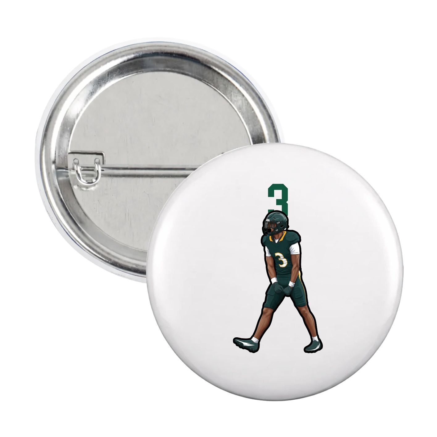Game Day Button — Number Top in White