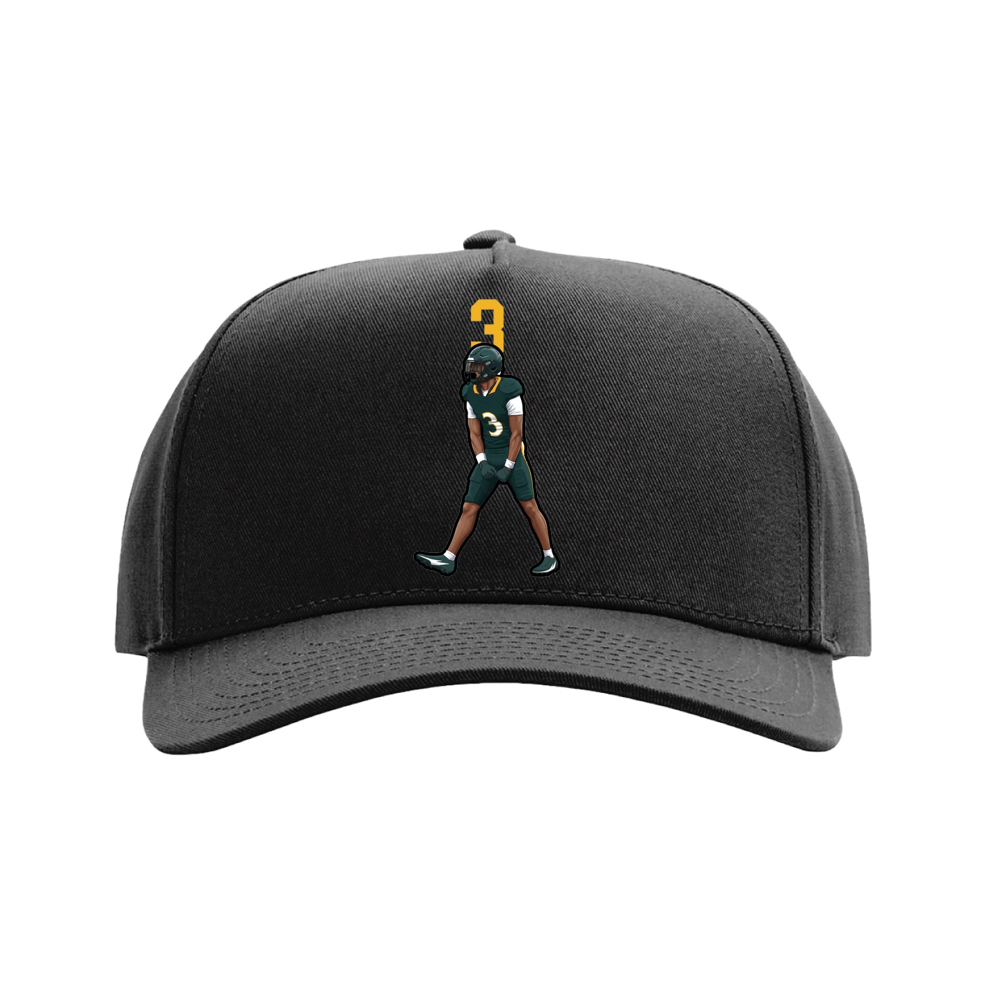 Full Fabric Five-Panel Champ Cap — Number Top in Black