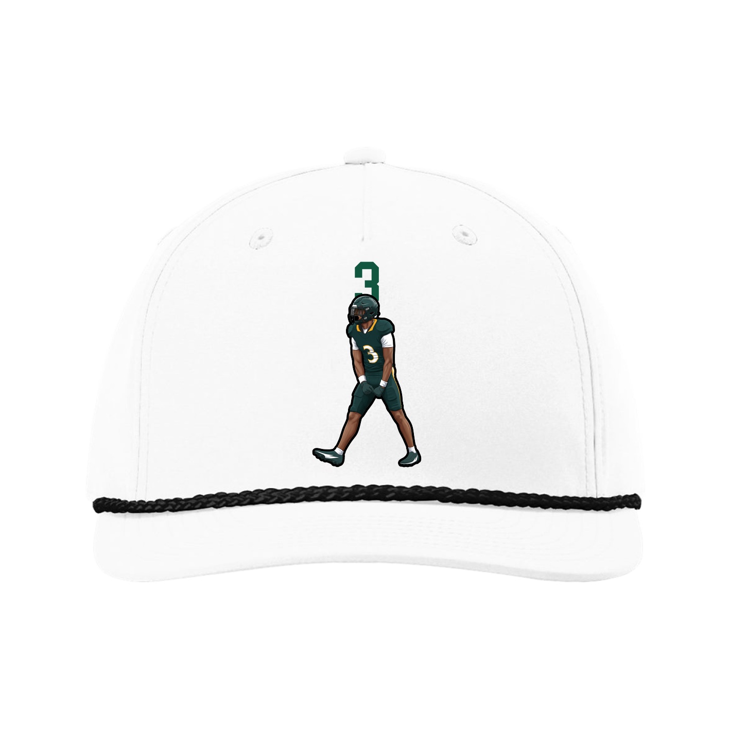 Five-Panel Classic Rope Cap — Number Top in White