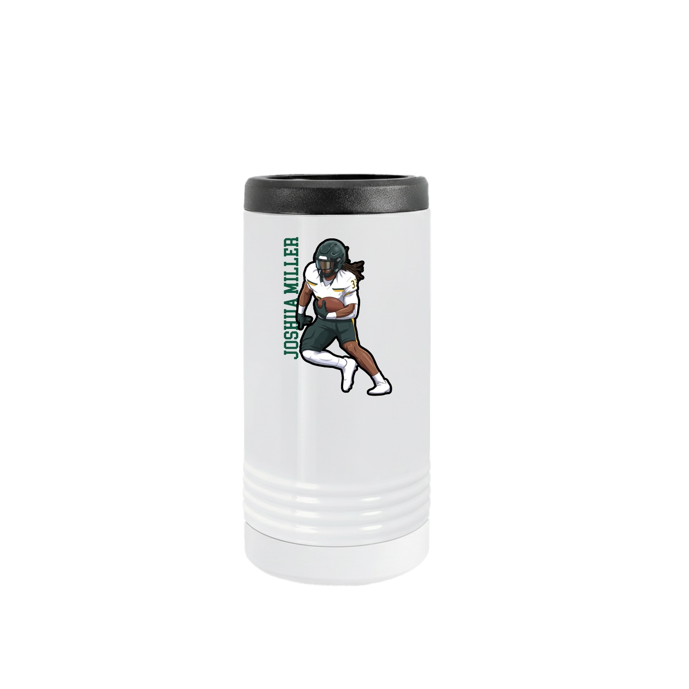 Slim Beverage Holder — Name Vertical in White