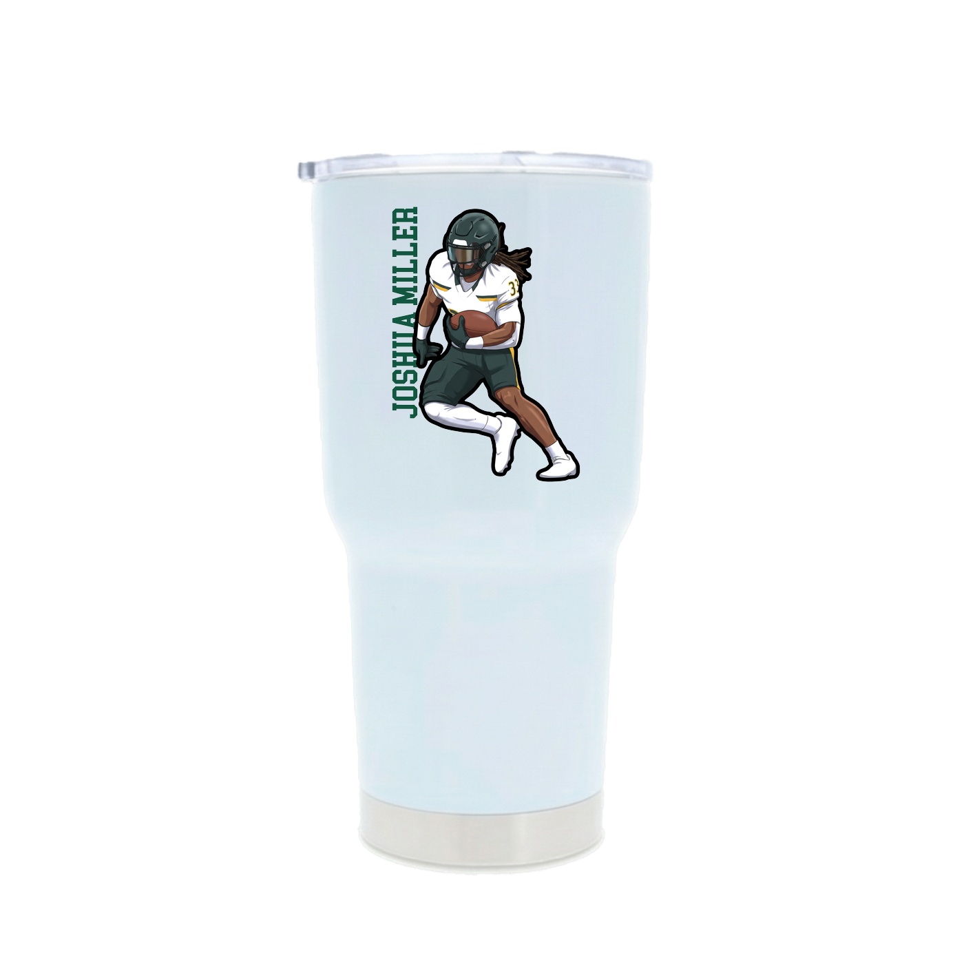 30oz Stainless Steel Tumbler — Name Vertical in White