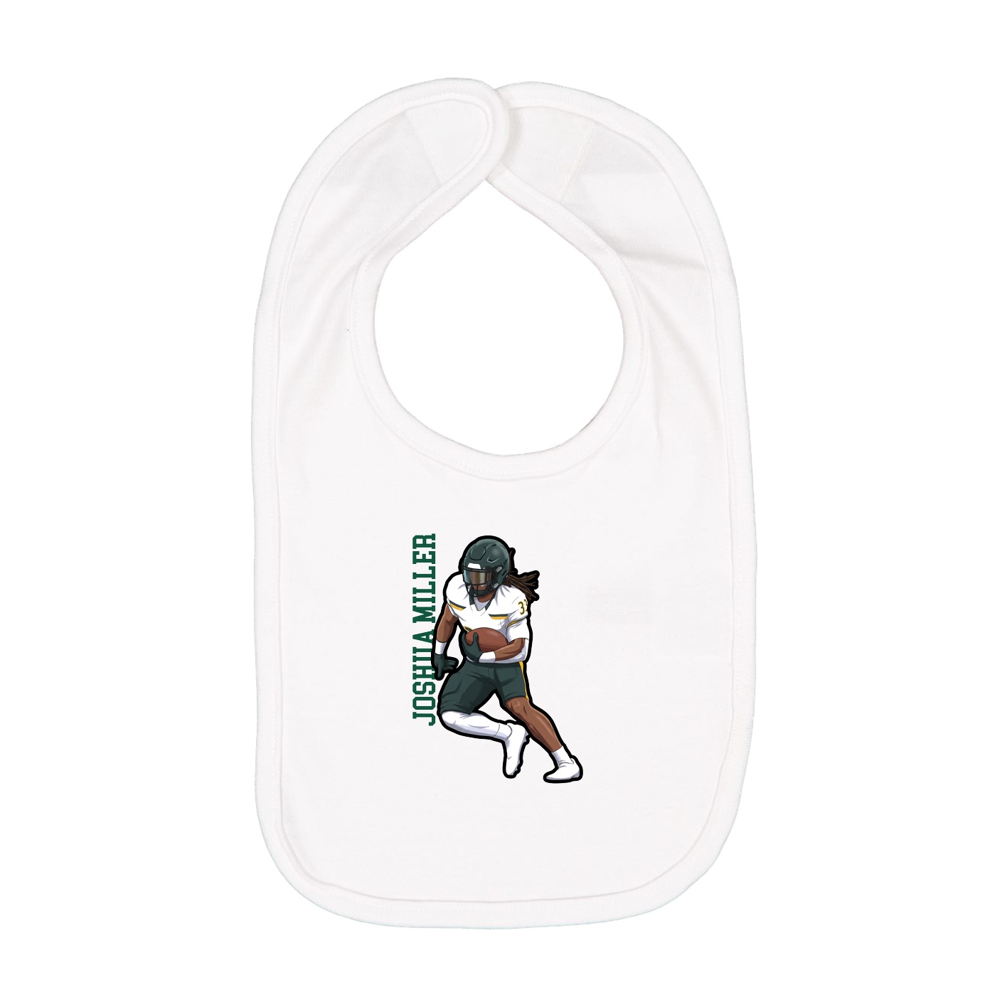 Infant Bib — Name Vertical in White