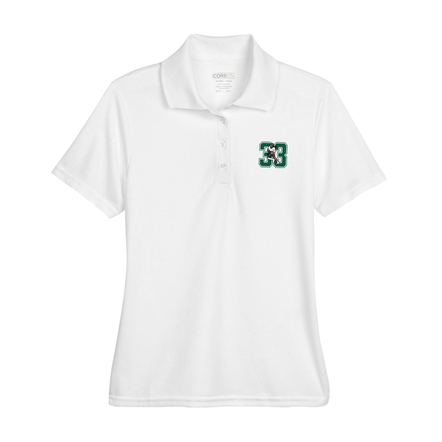 Womens Performance Polo — Number in White