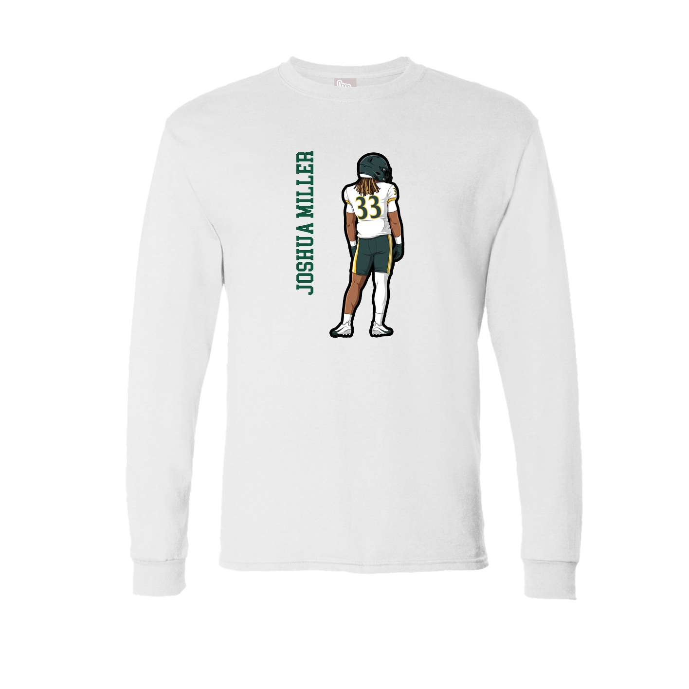 Long Sleeve Tee — Name Vertical in White