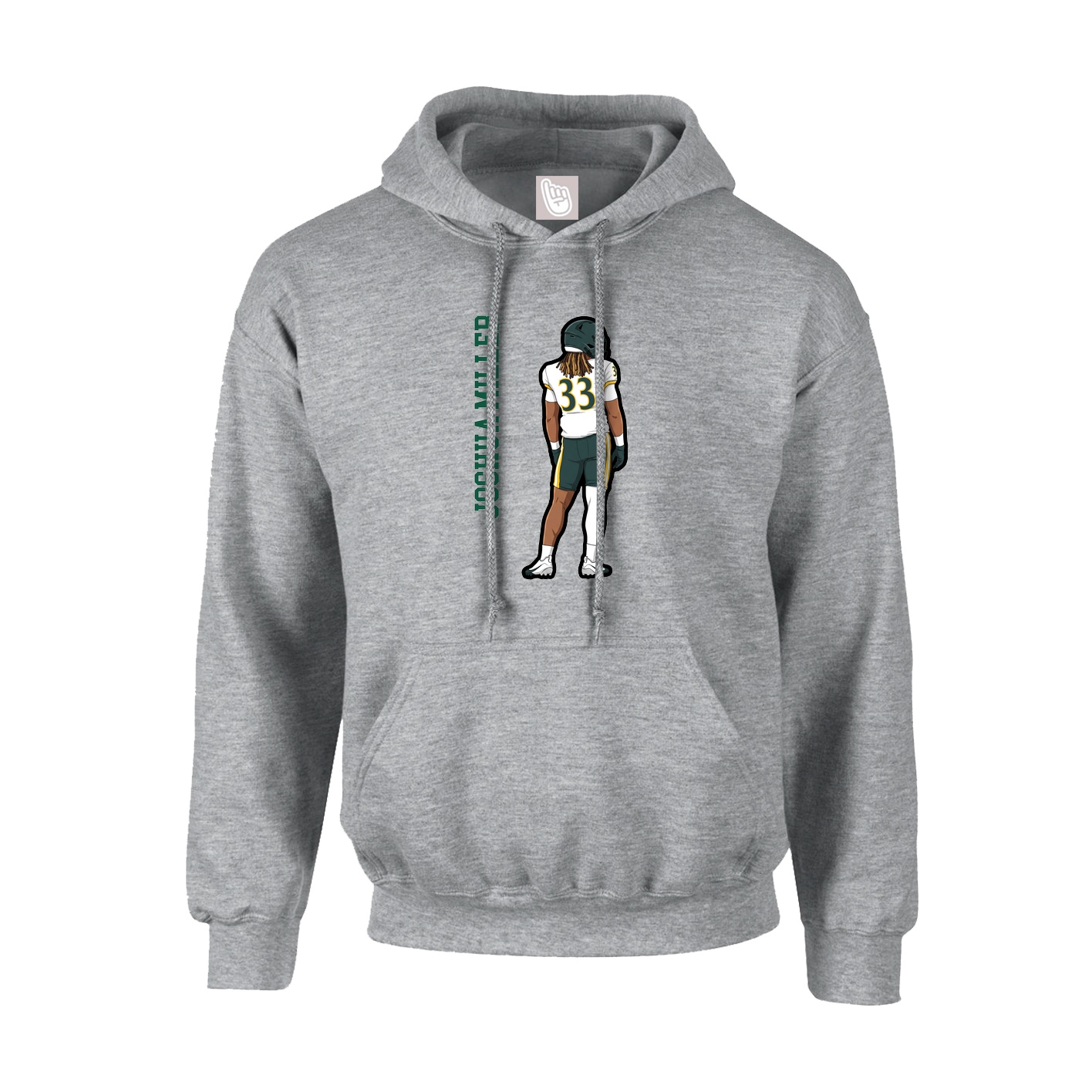 Youth Hoodie — Name Vertical in Grey