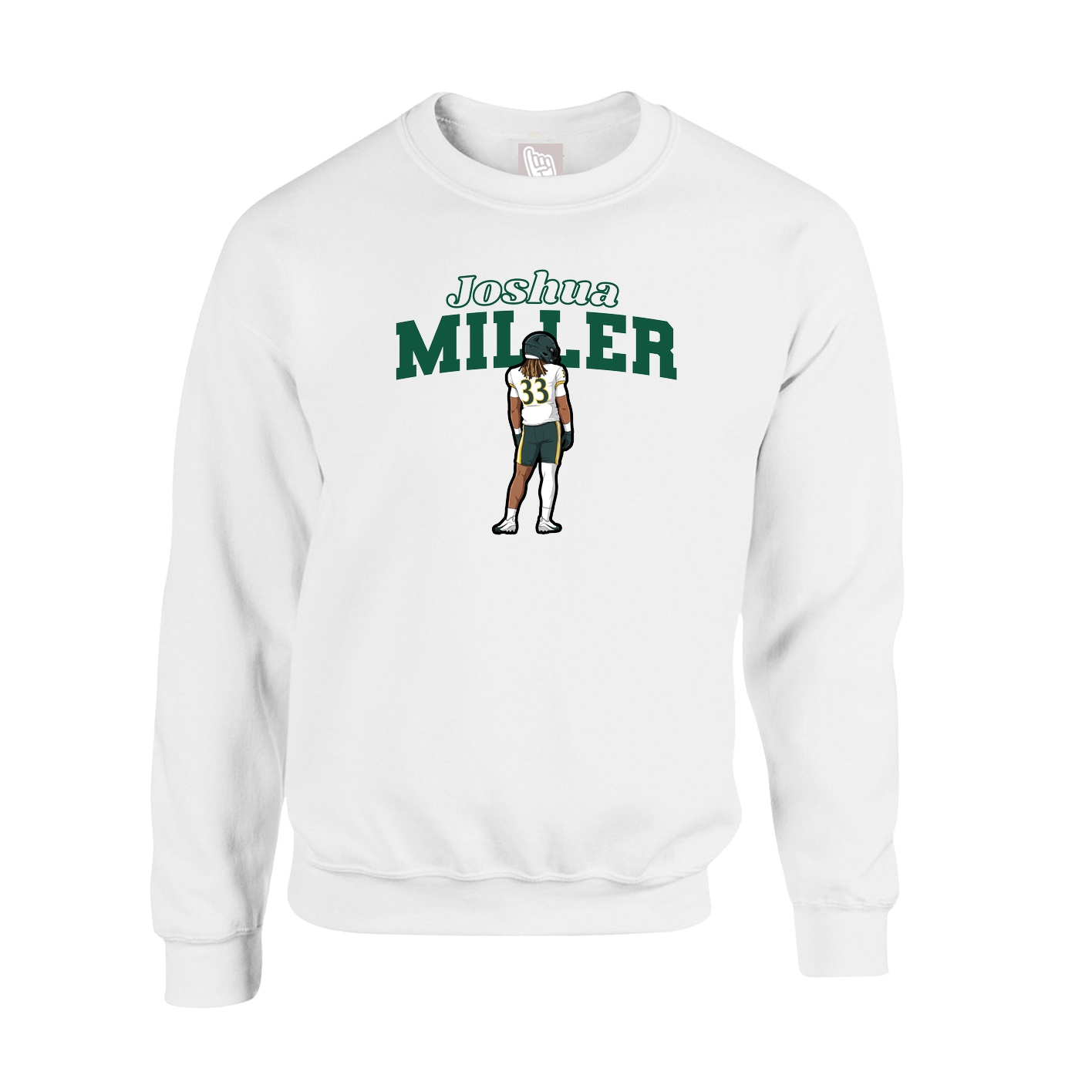 Fleece Crew — Name Arch in White