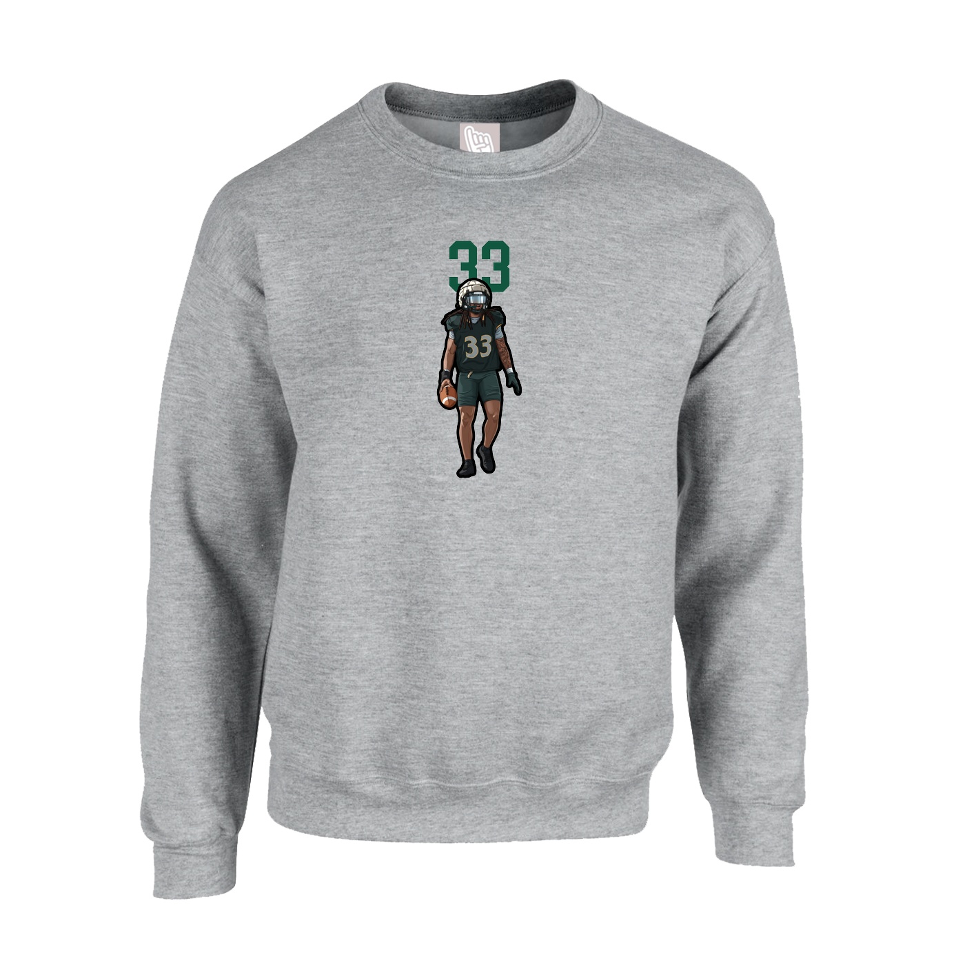 Fleece Crew — Number Top in Grey