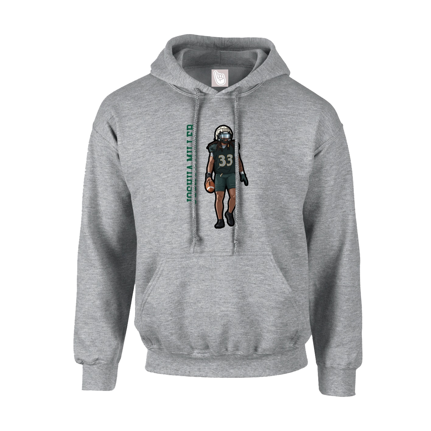 Youth Hoodie — Name Vertical in Grey
