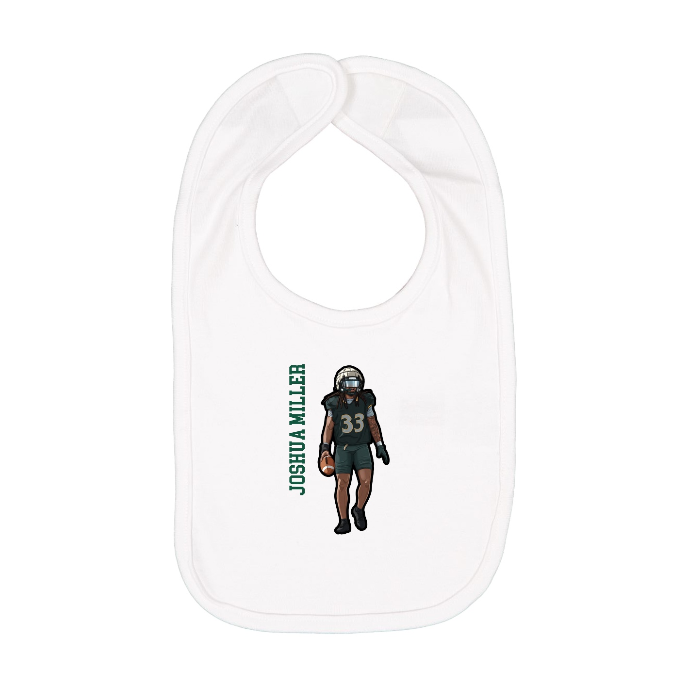 Infant Bib — Name Vertical in White