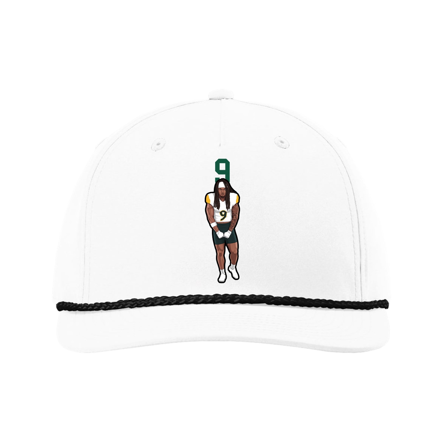 Five-Panel Classic Rope Cap — Number Top in White
