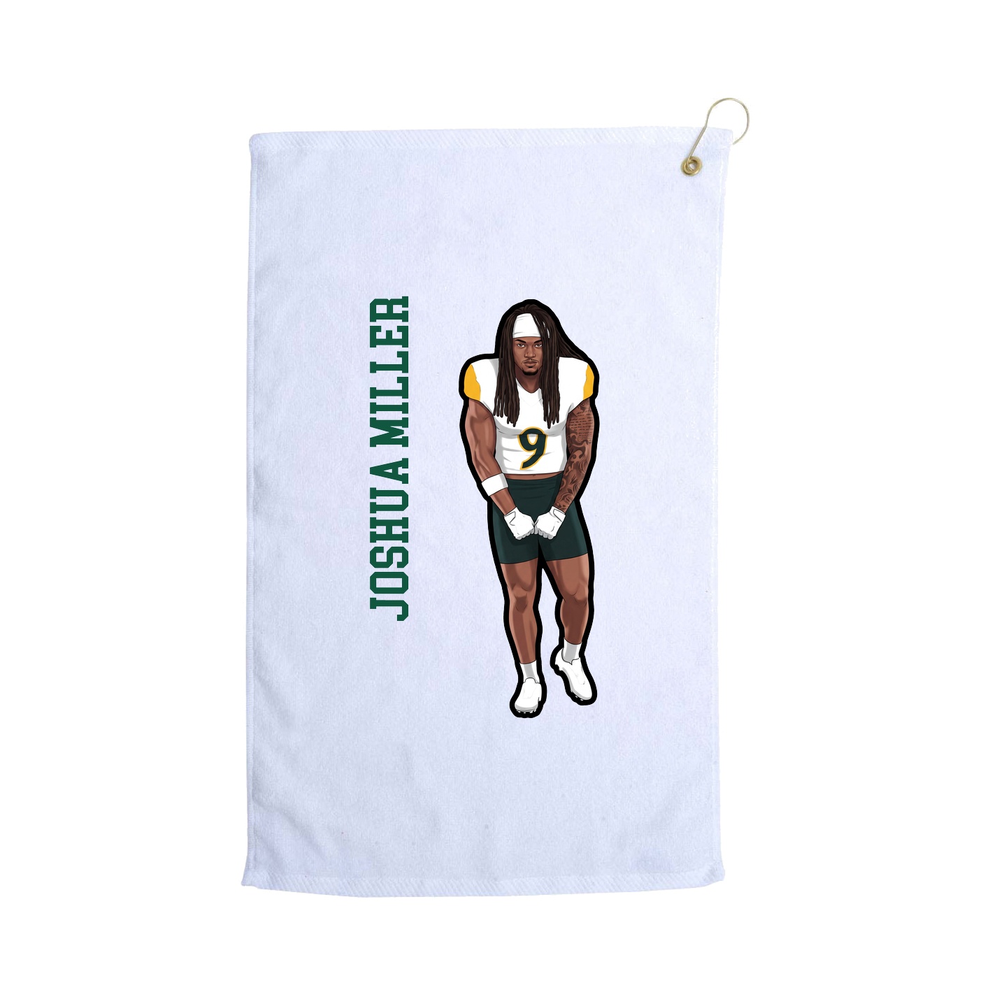 Golf Towel — Name Vertical in White