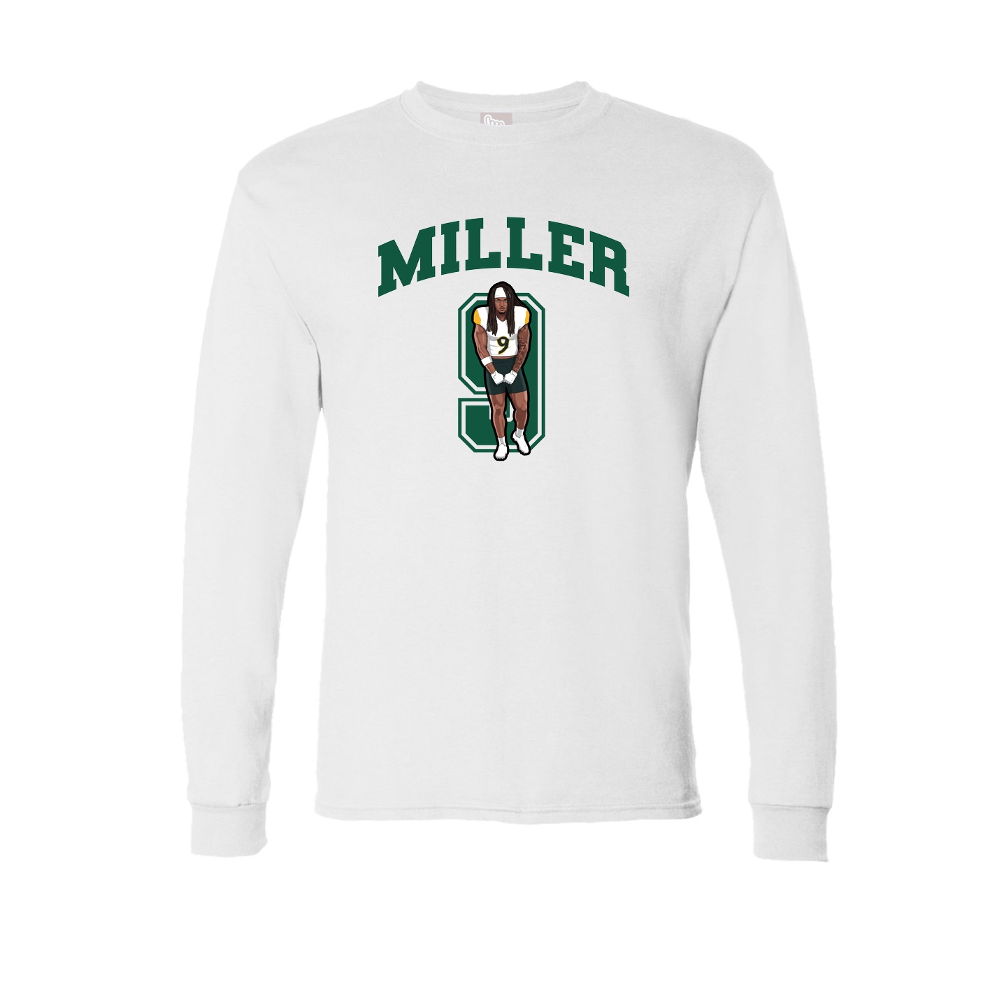 Long Sleeve Tee — Number in White