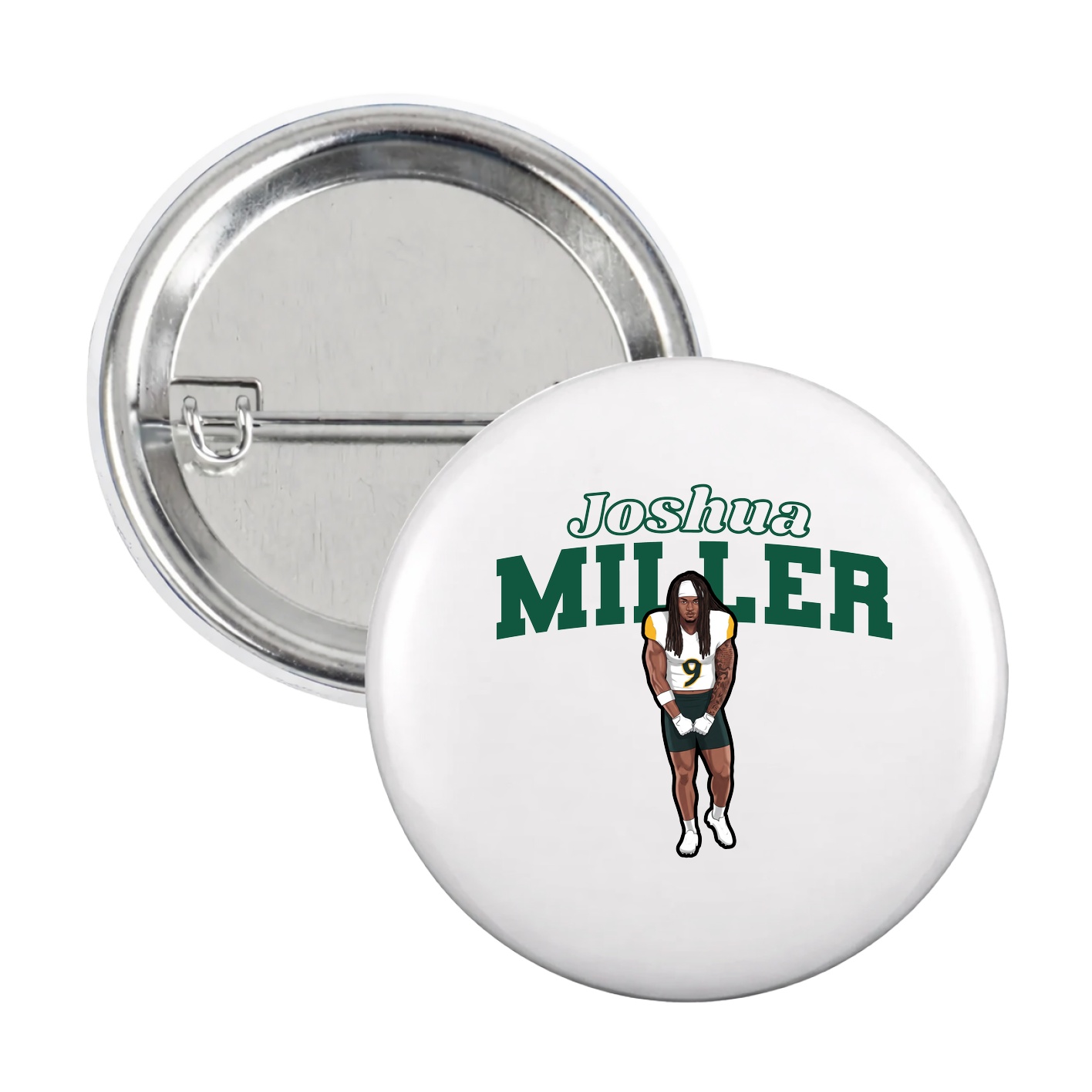Game Day Button — Name Arch in White