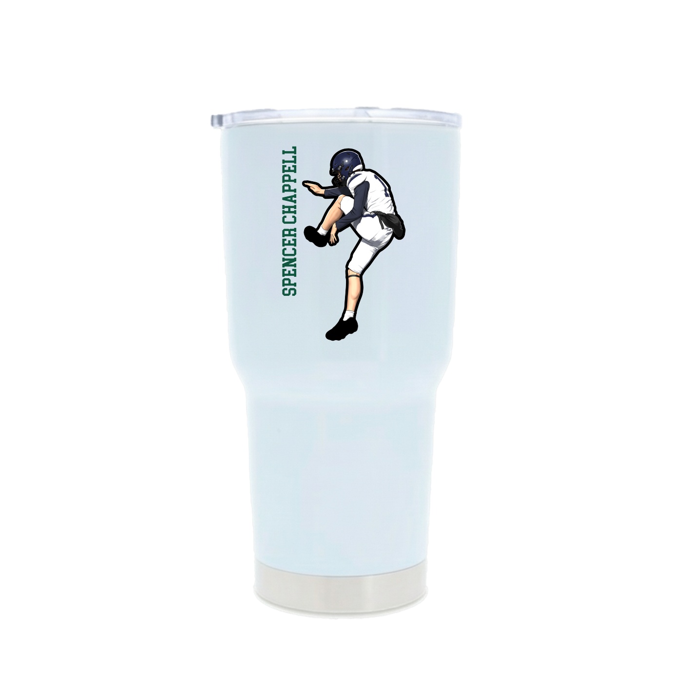30oz Stainless Steel Tumbler — Name Vertical in White