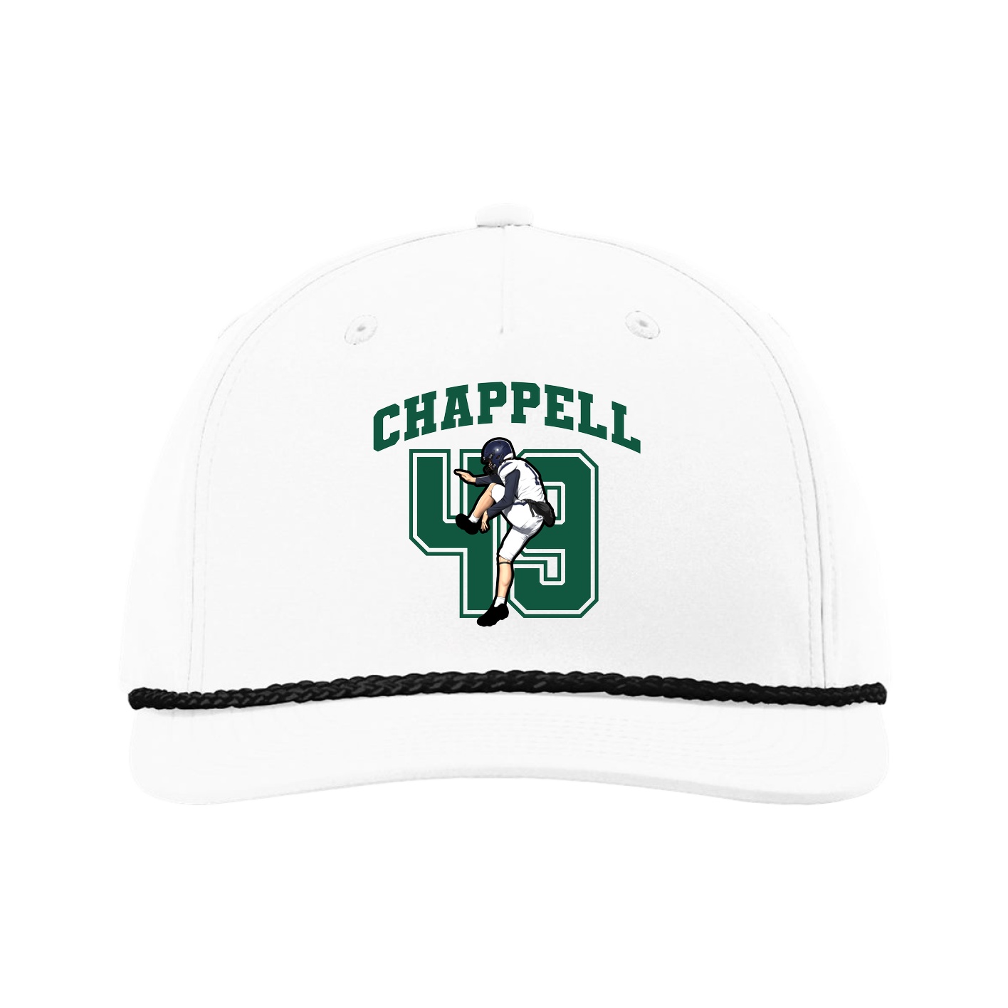 Five-Panel Classic Rope Cap — Number in White