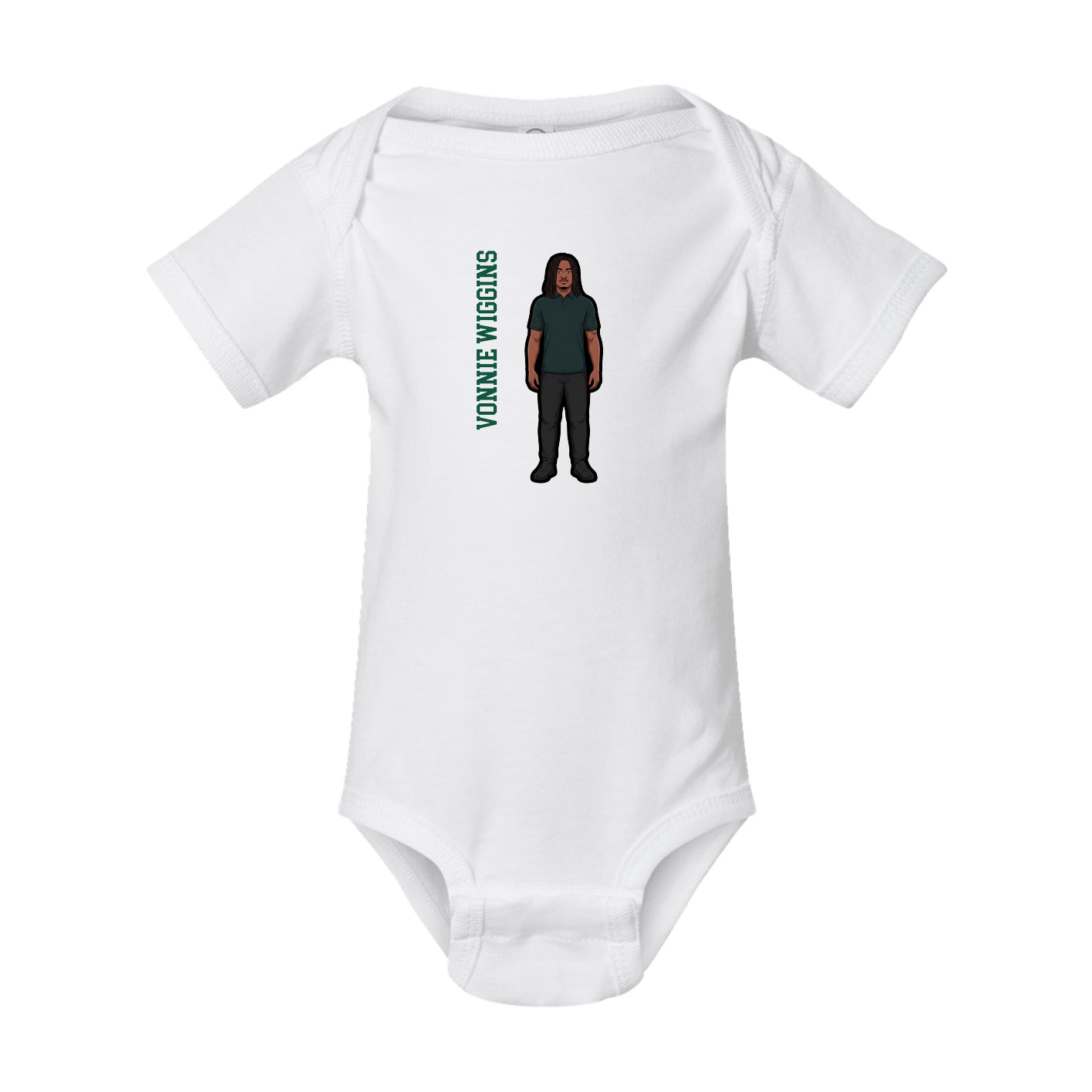 Baby Onesie — Name Vertical in White