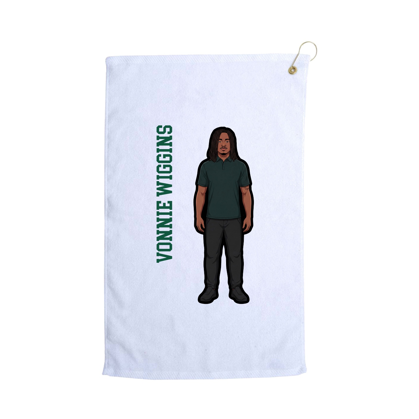 Golf Towel — Name Vertical in White