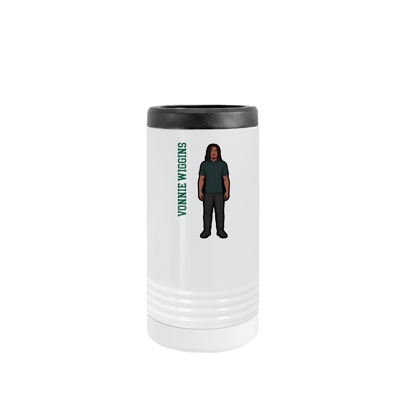 Slim Beverage Holder — Name Vertical in White