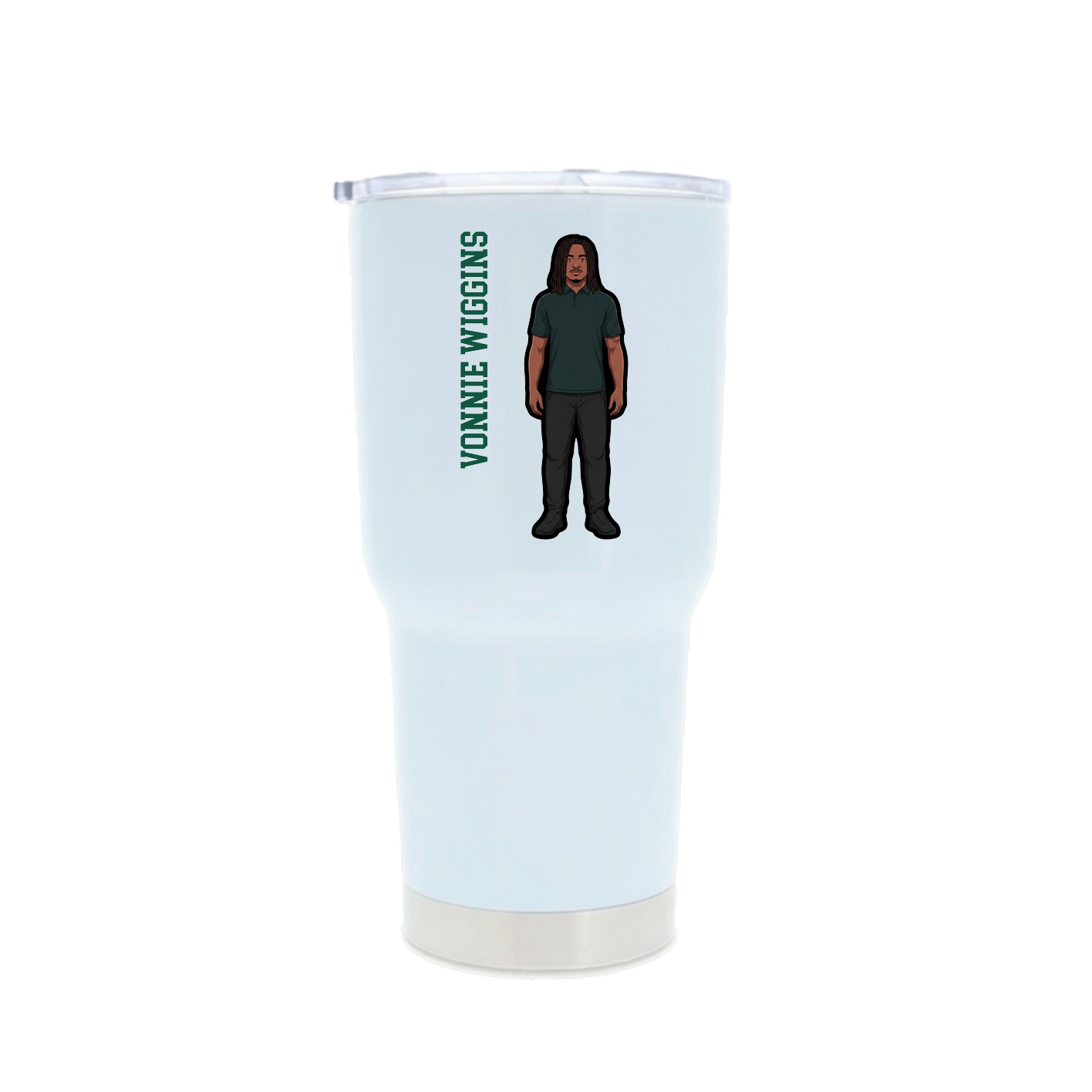 30oz Stainless Steel Tumbler — Name Vertical in White
