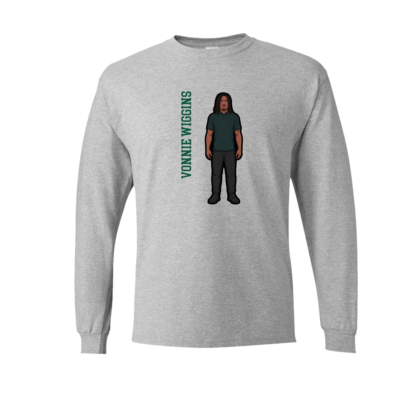 Long Sleeve Tee — Name Vertical in Grey