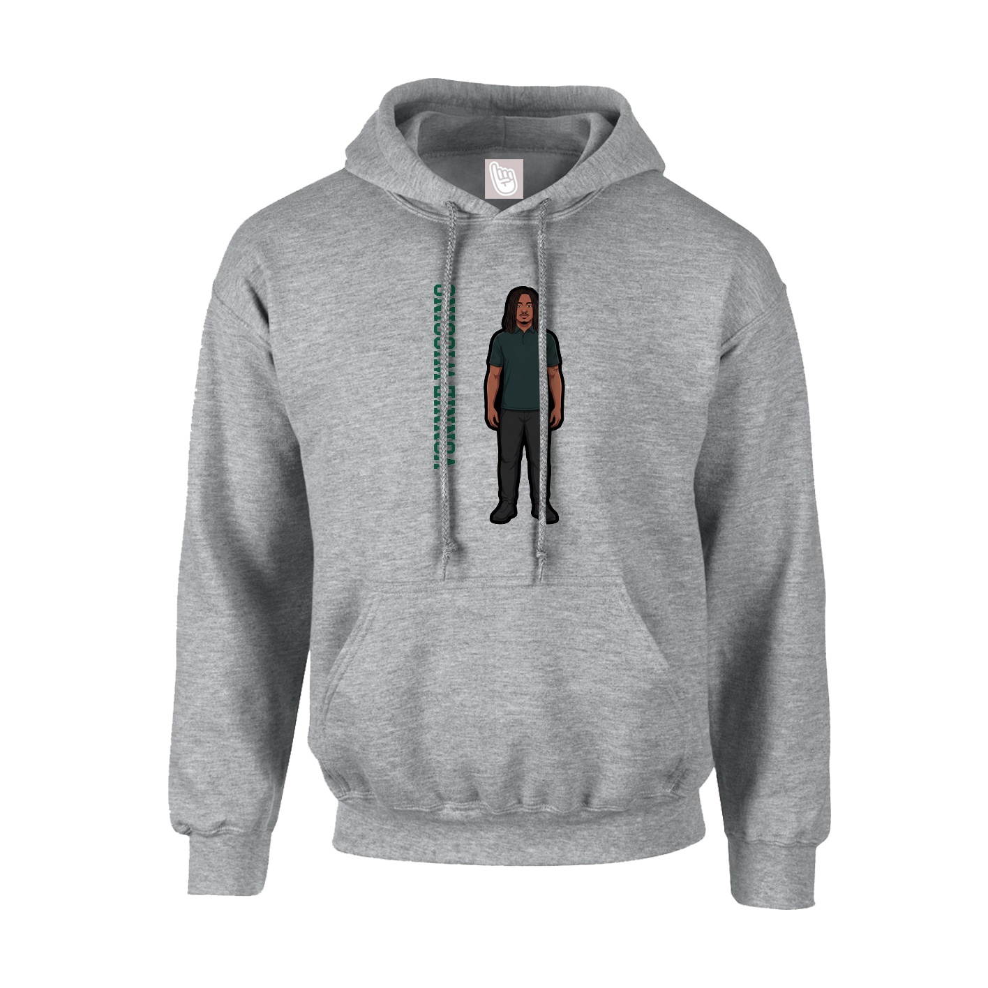 Youth Hoodie — Name Vertical in Grey