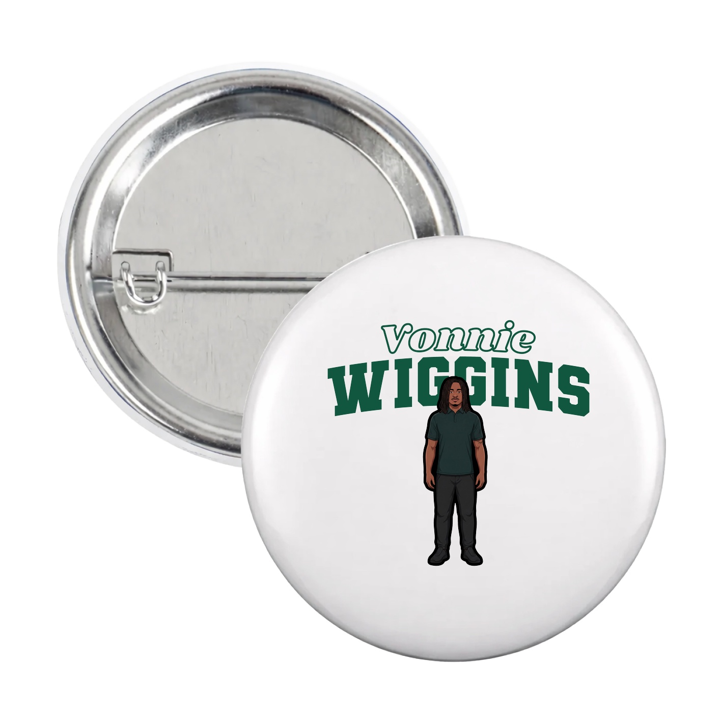 Game Day Button — Name Arch in White