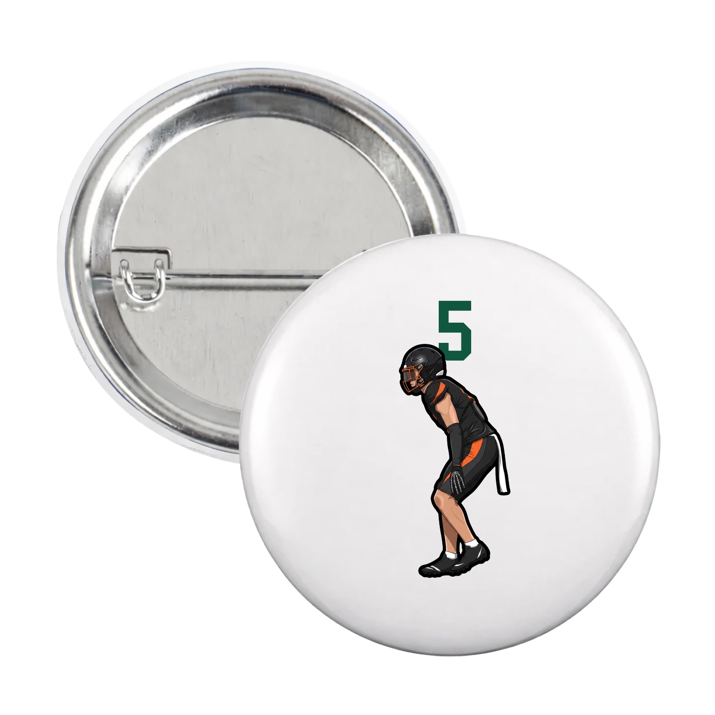Game Day Button — Number Top in White
