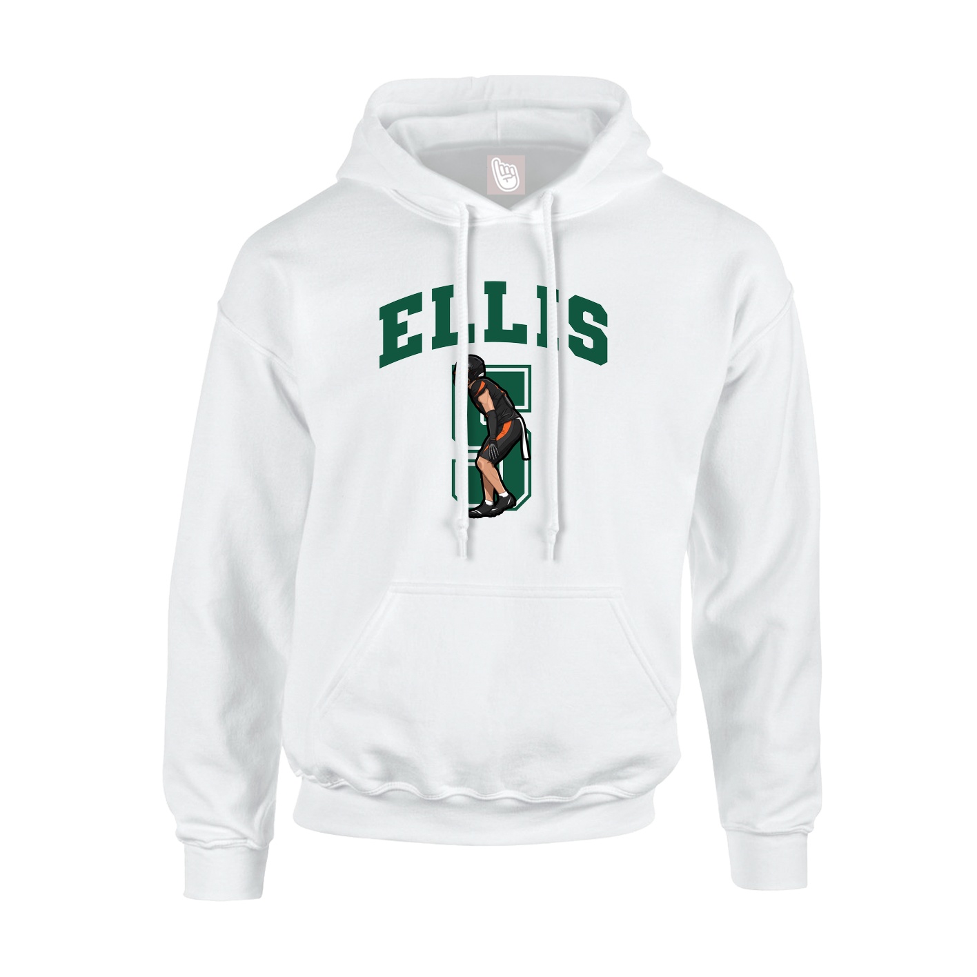 Hoodie — Number in White