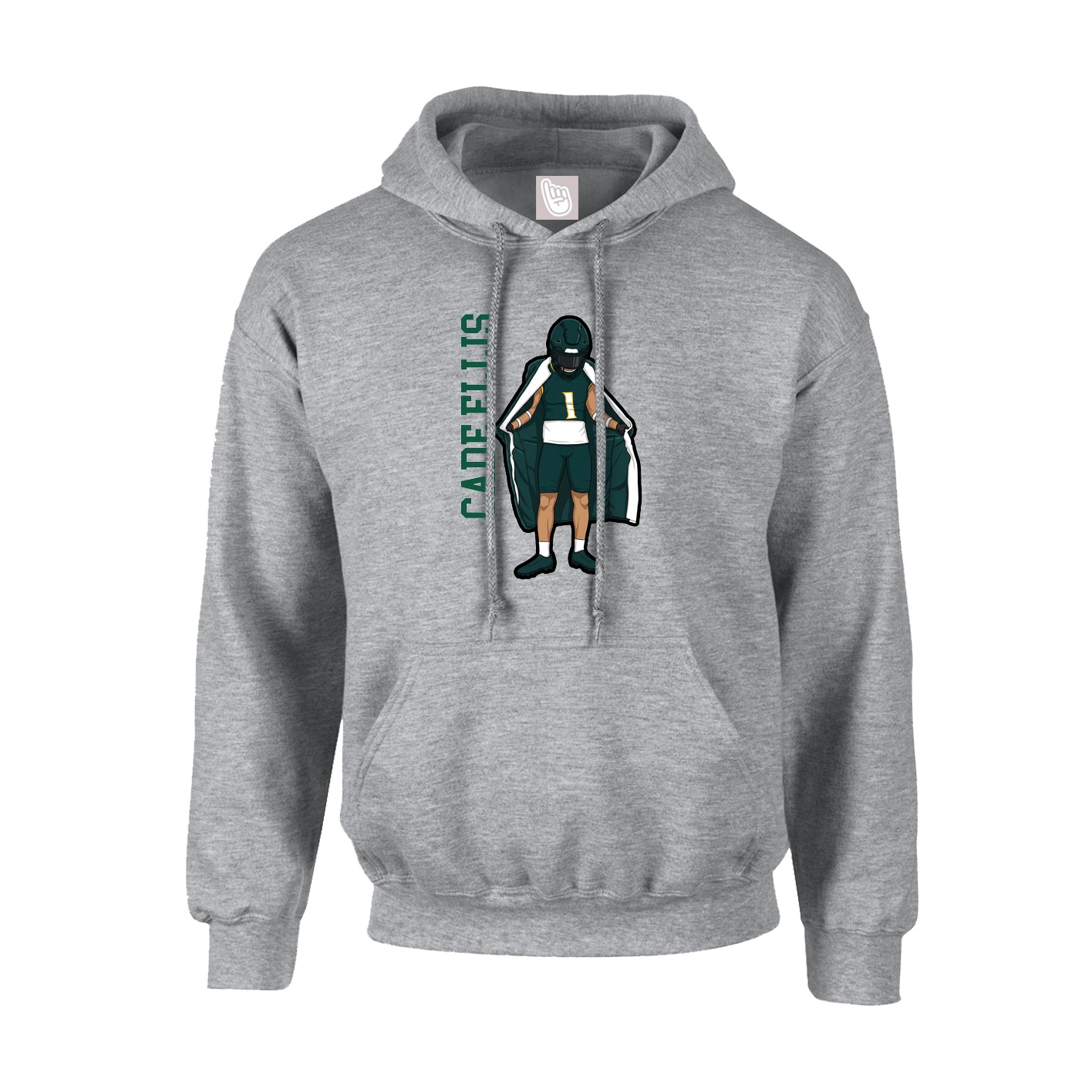 Hoodie — Name Vertical in Grey
