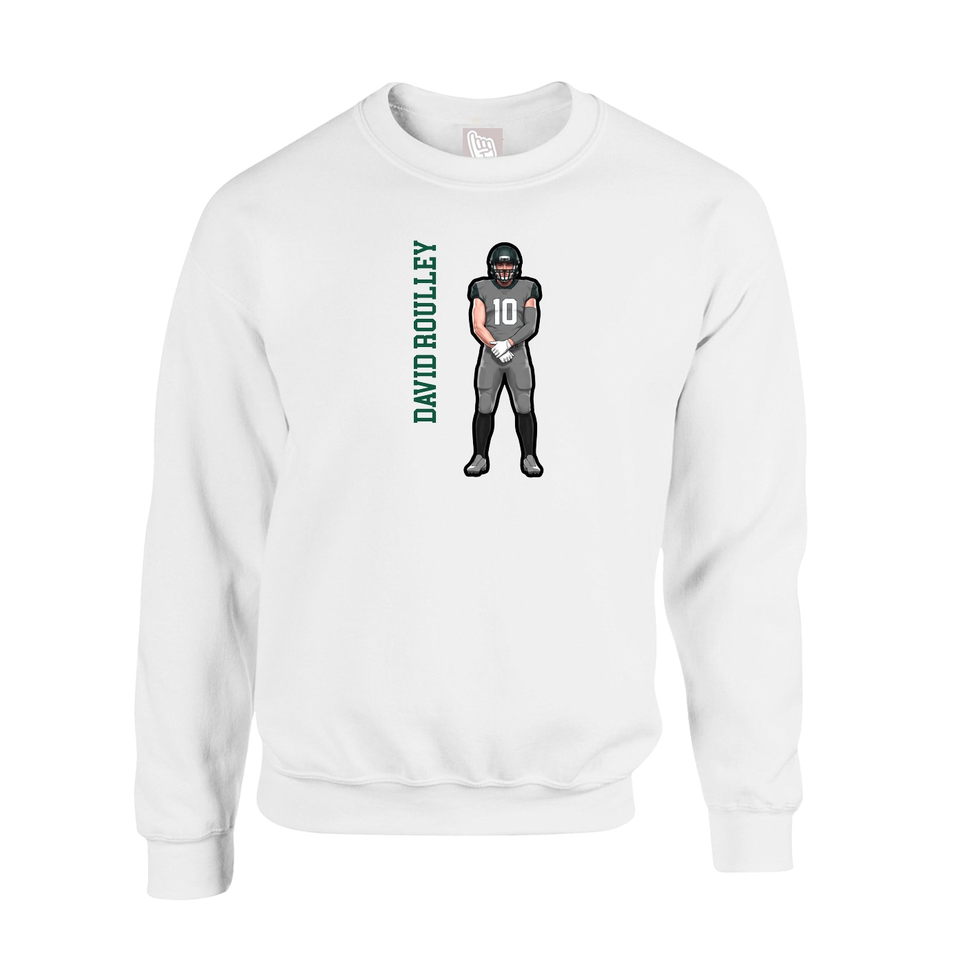Fleece Crew — Name Vertical in White