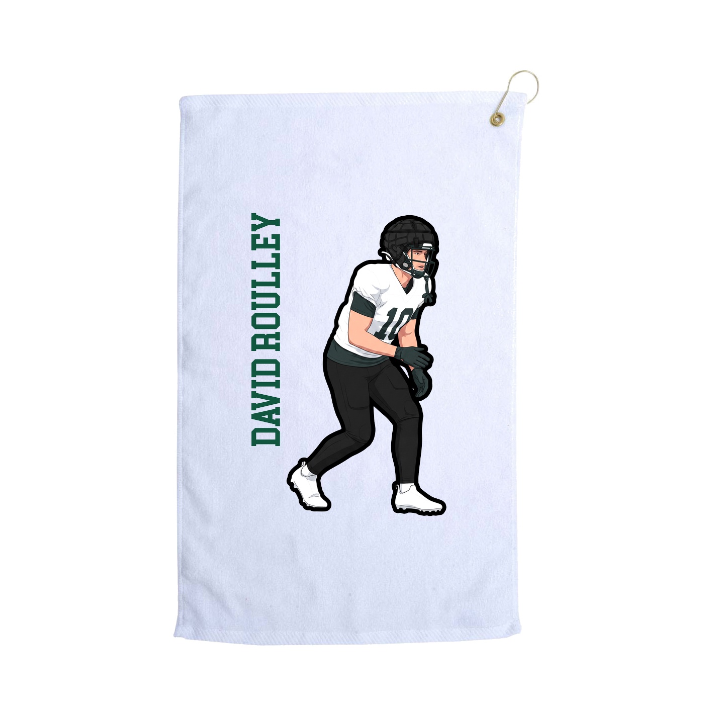Golf Towel — Name Vertical in White