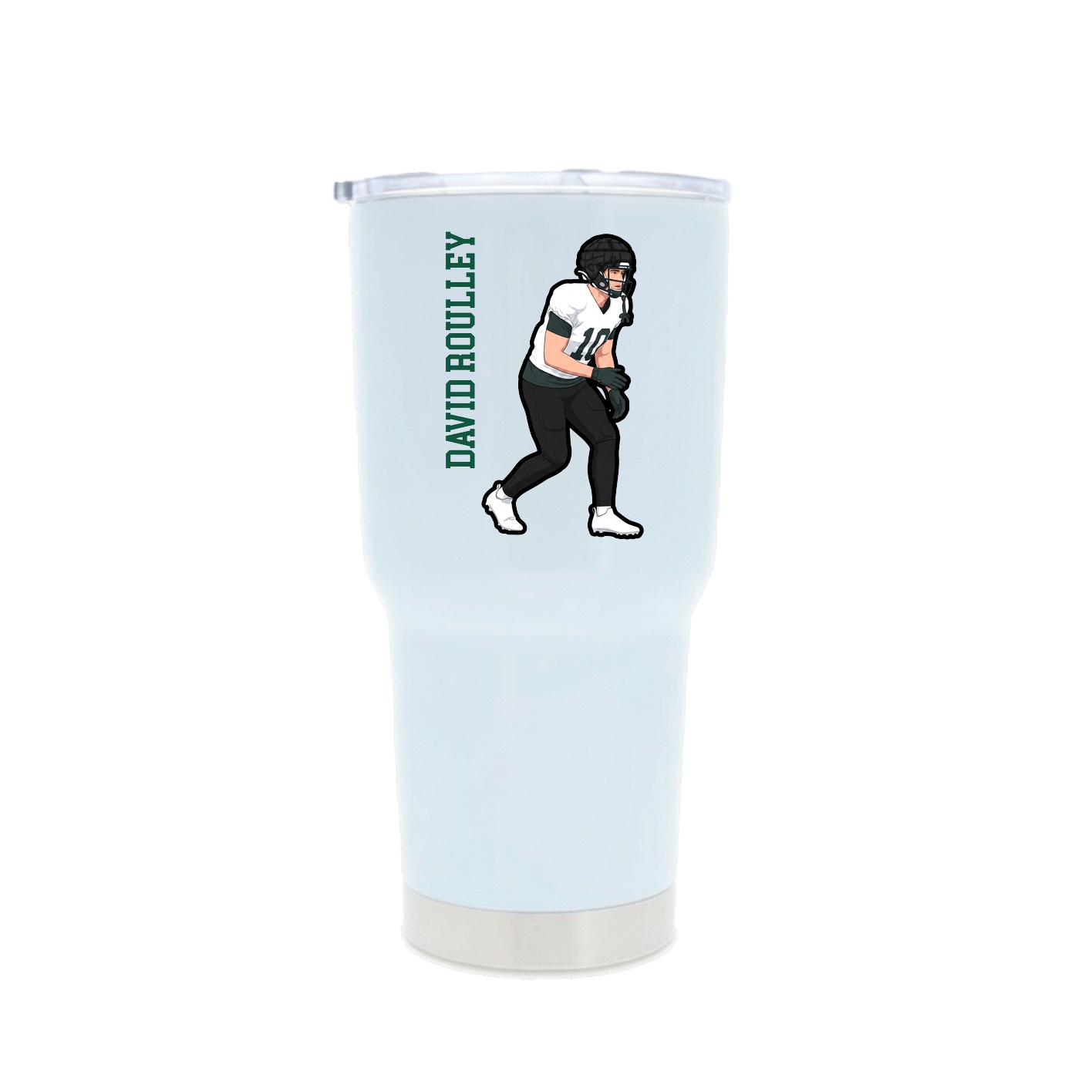 30oz Stainless Steel Tumbler — Name Vertical in White