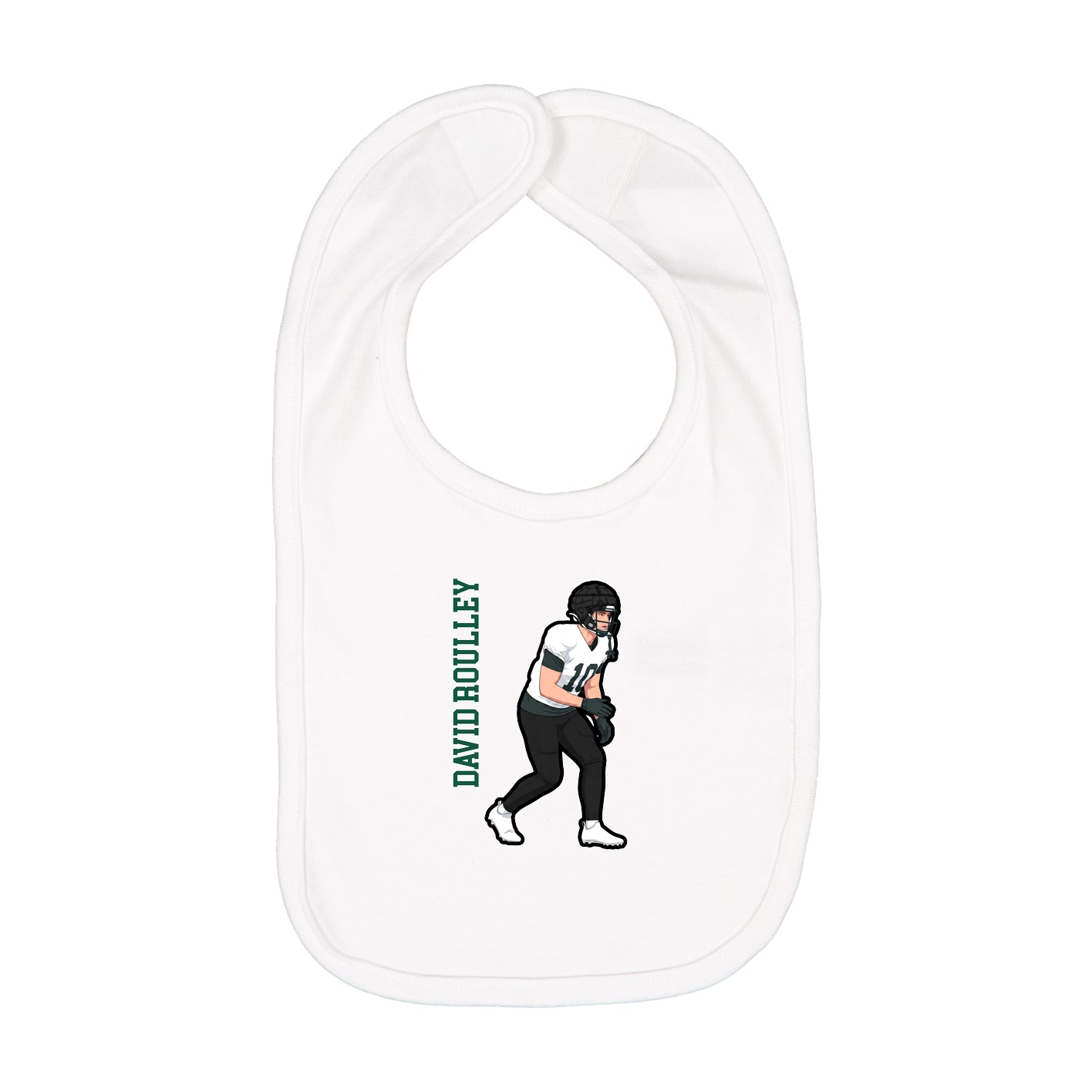 Infant Bib — Name Vertical in White
